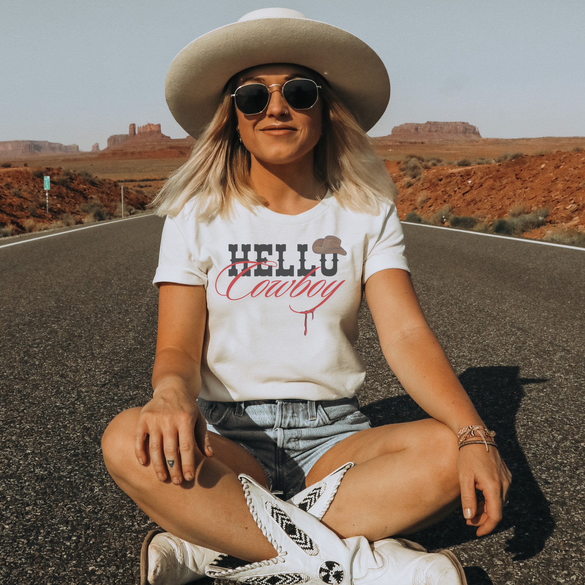 Hello Cowboy Graphic T-Shirt - Western Style Cotton Tee for Men & Women - Perfect for Rodeo, Country Music Festivals & Western Theme Parties