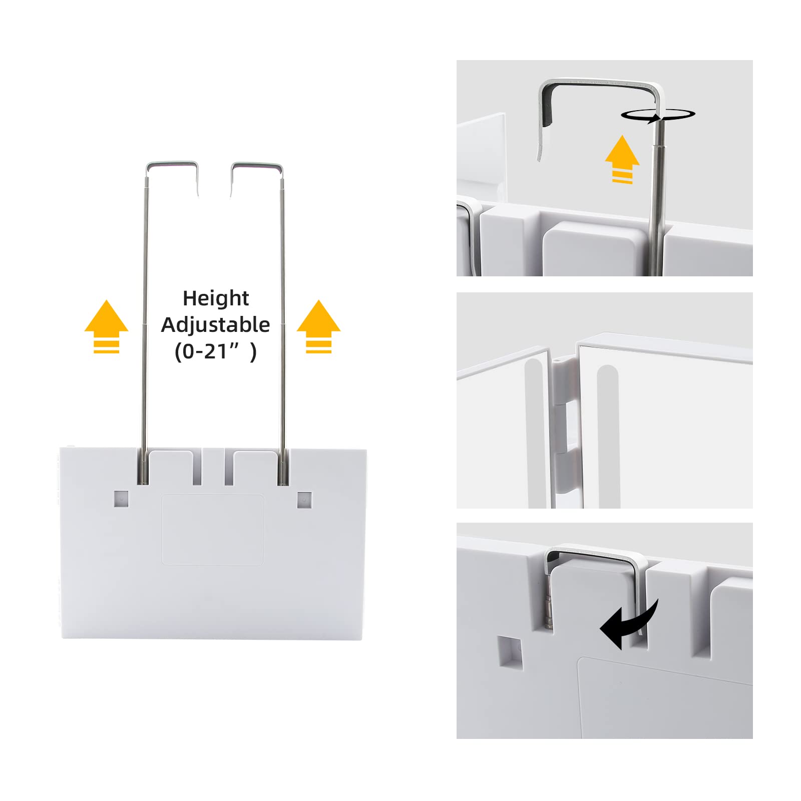 Essbhach 3-Way Adjustable LED Mirror - 360° Rotating Vanity & Barber Mirror for Women & Men, Height-Adjustable Wall Mount with Hooks - Perfect for Salon, Bathroom & Home Makeup Station
