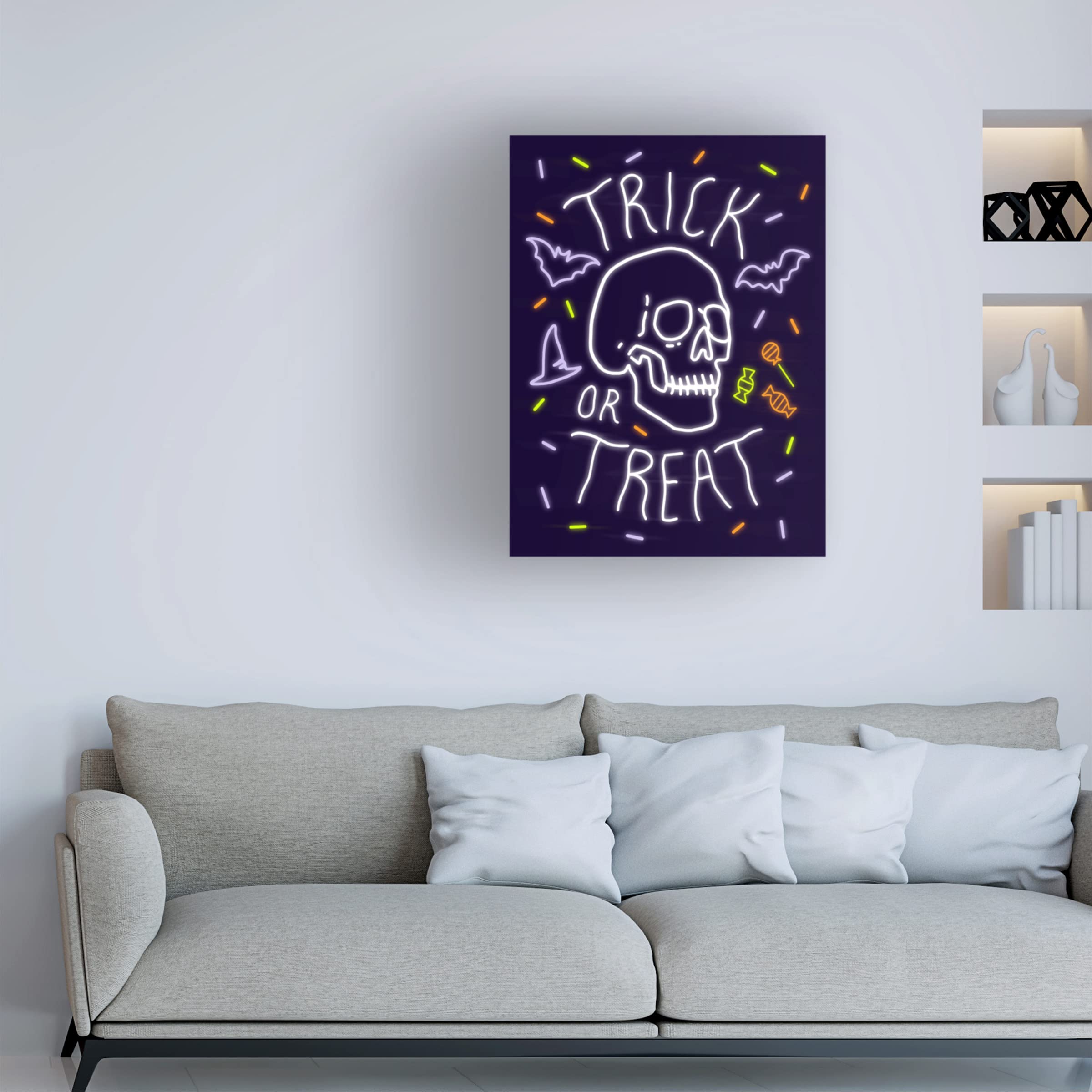 Victoria Barnes 'Neon Halloween I' Canvas Wall Art Print - Spooky Home Decor for Living Room, Bedroom & Office | Trademark Fine Art Collection