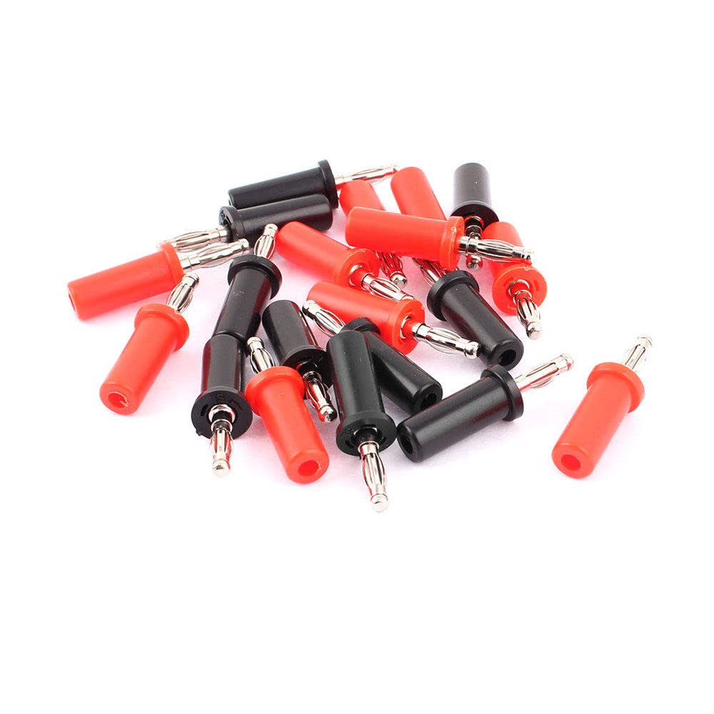 10Pcs 4mm Banana Plug Connectors - Red & Black Speaker Cable Test Probes for Audio Equipment, Home Theater, and DIY Electronics Projects