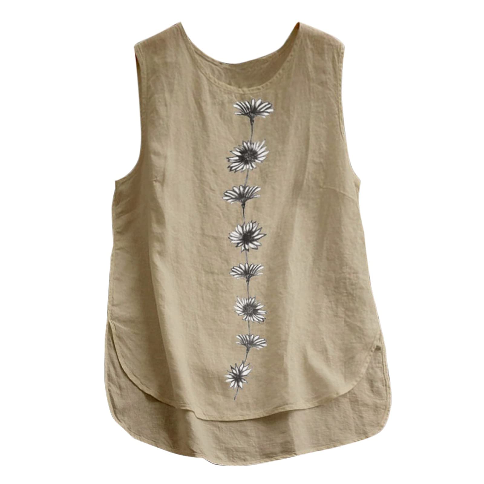 Masbird Women's V-Neck Sleeveless Tank Tops - Trendy Printed Loose Fit Casual Summer Shirts for Women | Perfect for Beach Outings, Yoga, and Everyday Wear