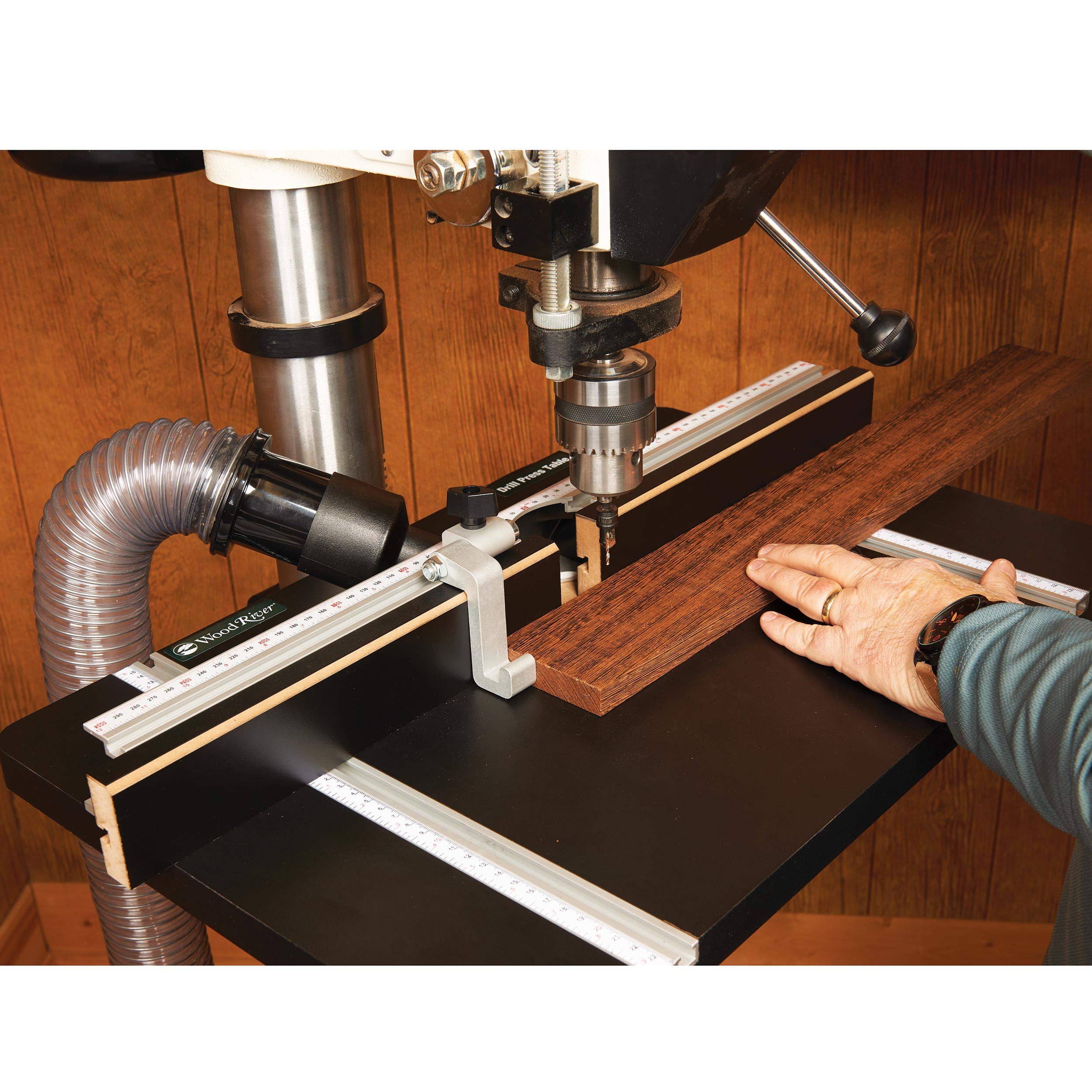 WOODRIVER Deluxe Drill Press Fence - Precision Woodworking & Metalworking Tool for DIY Projects & Professional Workshops