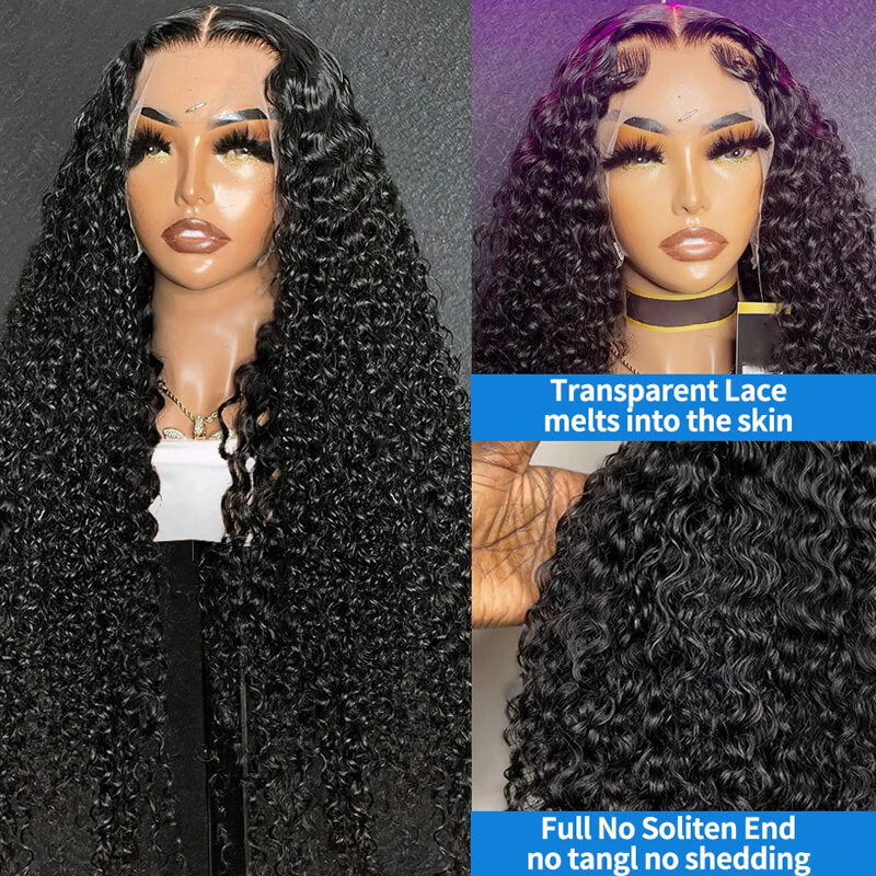 Eullair Voluminous Sleek Tangle-Free Kinky Curly Lace Frontal Wig | Invisible Lace Human Hair Wig for Black Women | Perfect for Daily Wear, Parties & Special Occasions