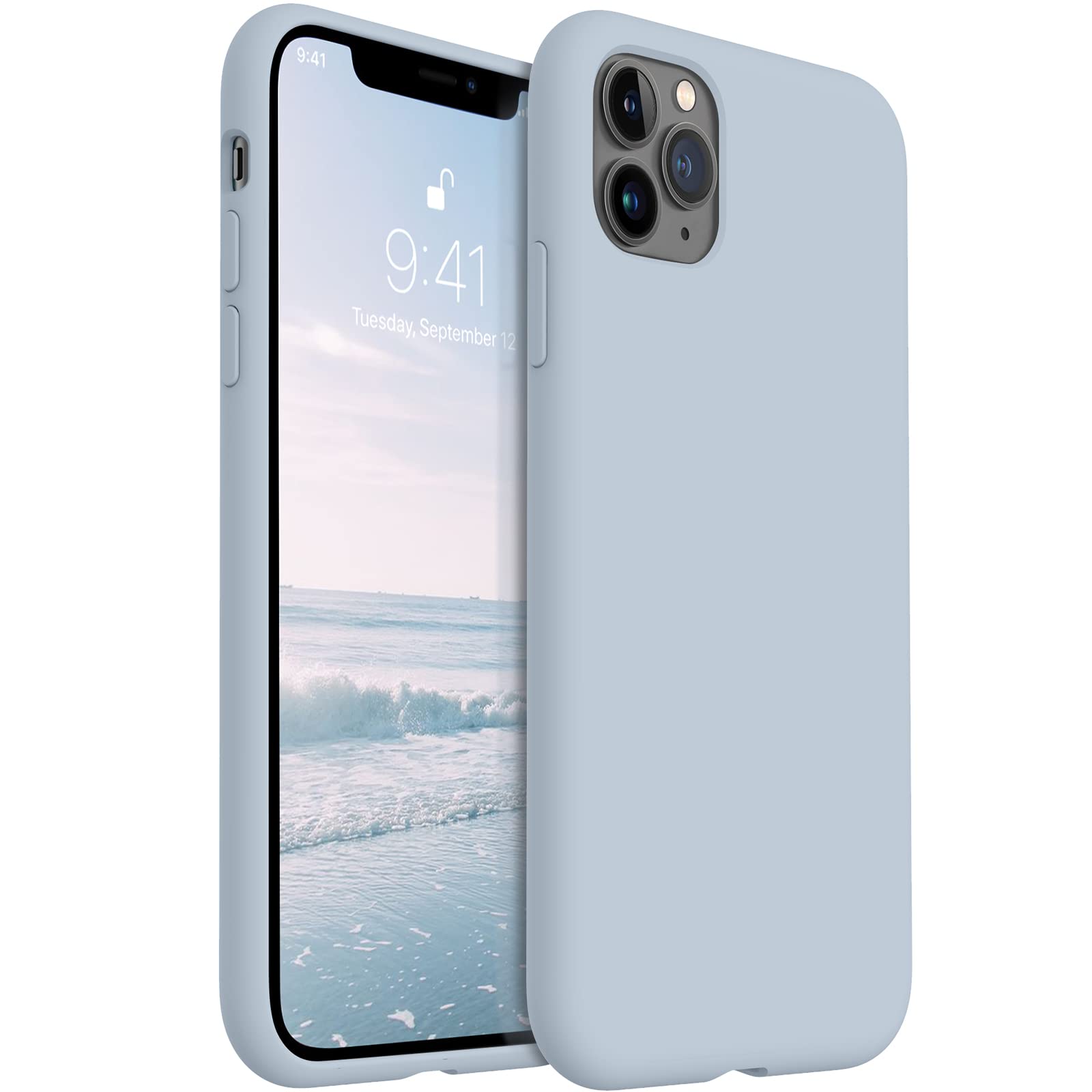 AOTESIER Liquid Silicone Case for iPhone 11 Pro Max - Slim Fit Full Body Protection, Shockproof, Anti-Scratch & Fingerprint Resistant Cover with Basic Drop Protection (Baby Blue) - Perfect for Everyday Use, Work, and Travel