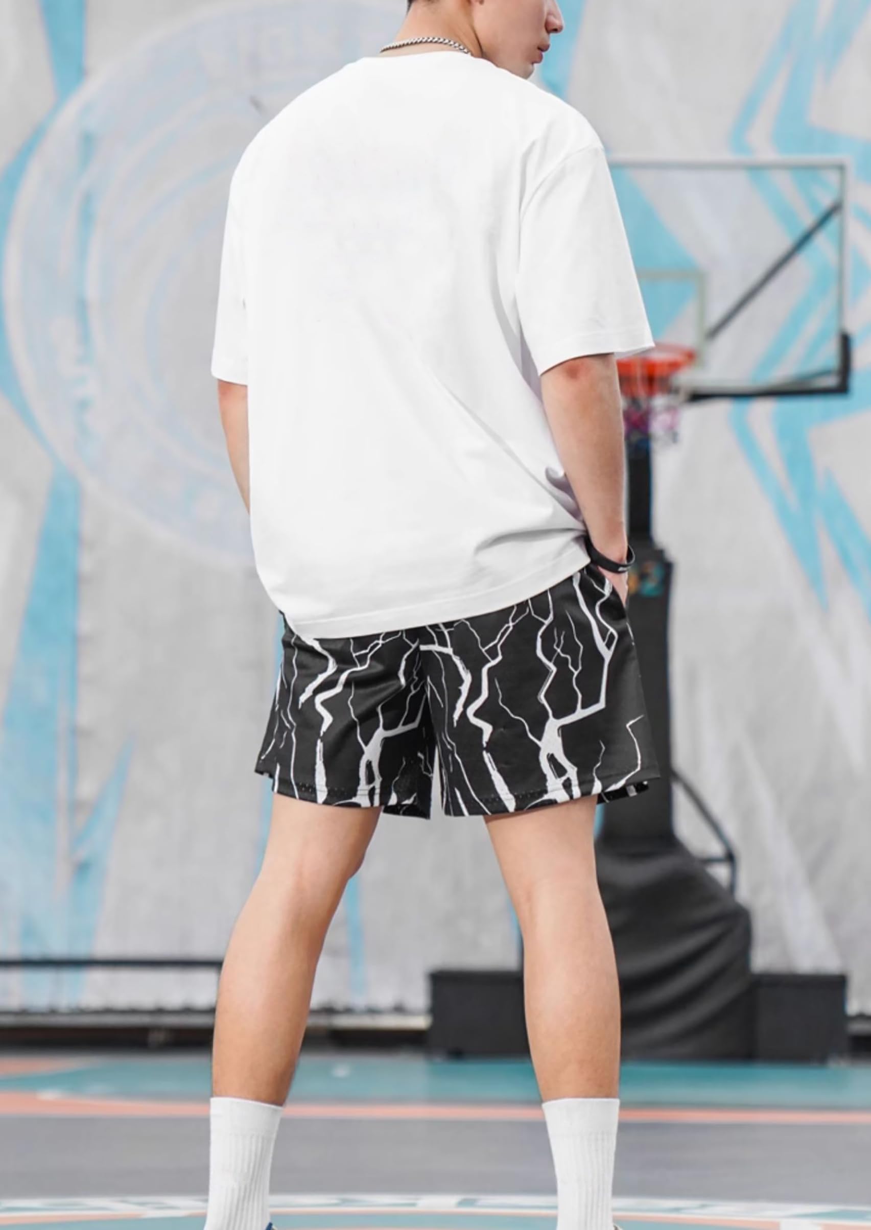 DIOTSR Men's Graphic Print Shorts - Cool Mesh Basketball Shorts with Drawstring for Casual & Summer Wear | Perfect for Sports, Gym, and Outdoor Activities