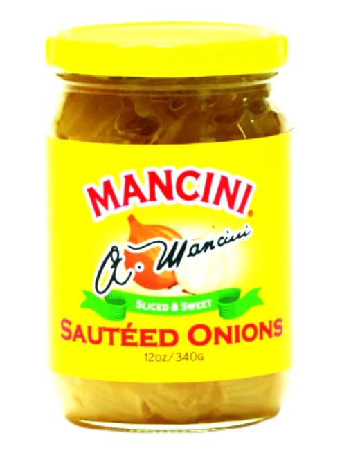 Mancini Sauteed Onions 12oz (1 Pack) - Premium Caramelized Onions for Burgers, Hot Dogs & Italian Dishes - Ready-to-Use Gourmet Topping