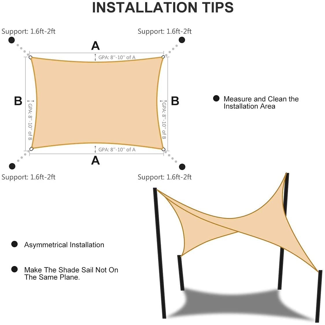 10' x 13' Rectangle Patio Sun Shade Sail - UV Resistant Outdoor Canopy for Garden, Pool & Backyard - Waterproof Bike Cover & Outdoor Storage Protection - Perfect for Picnics, Camping and Patio Relaxation