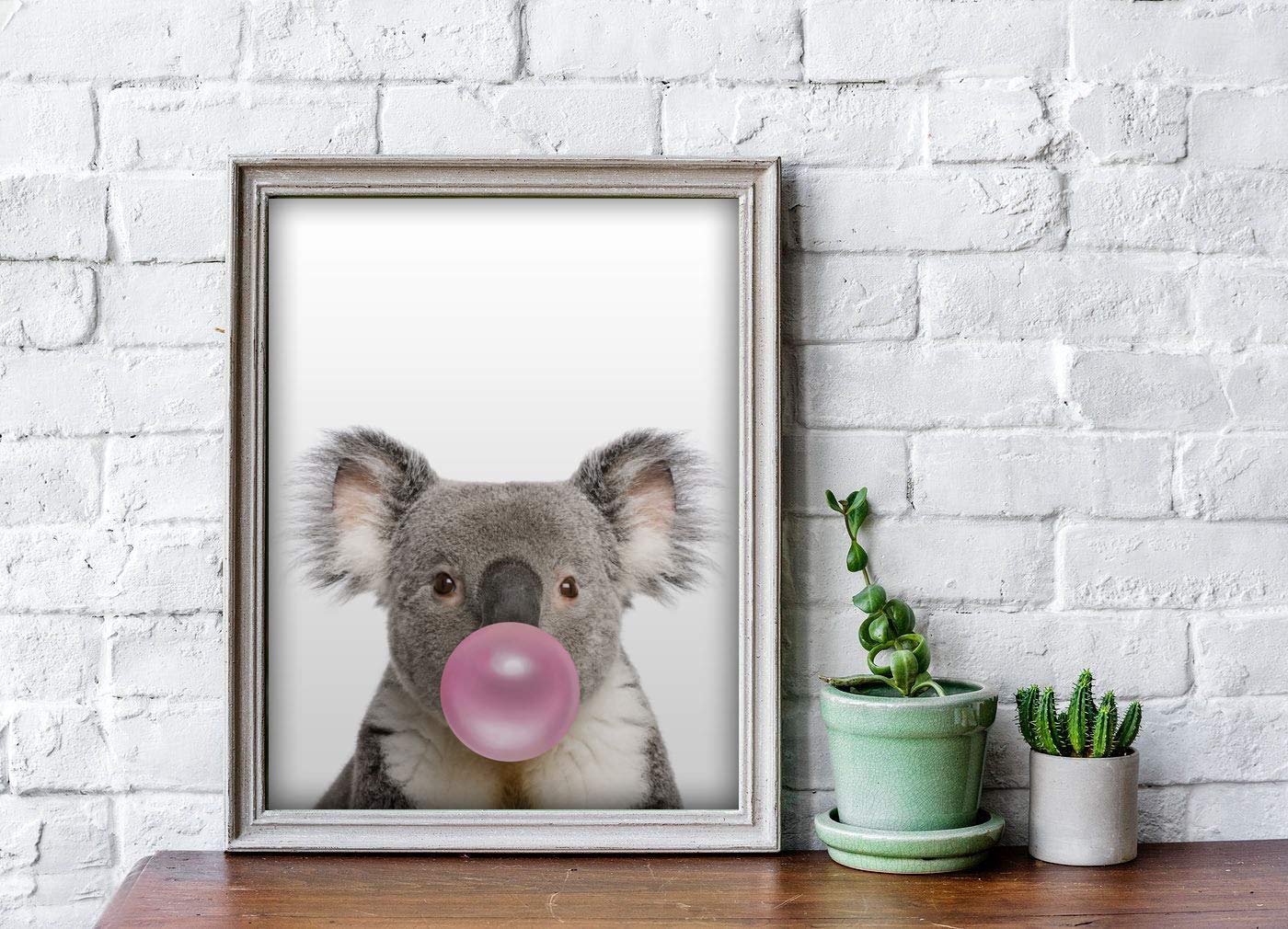 Funny Koala with Bubble Gum Pop Art Poster - 8x12 Inch Canvas Wall Decor - Cute Animal Art Gift for Home, Office & Nursery - Perfect for Kids Rooms, Living Room & Gifts