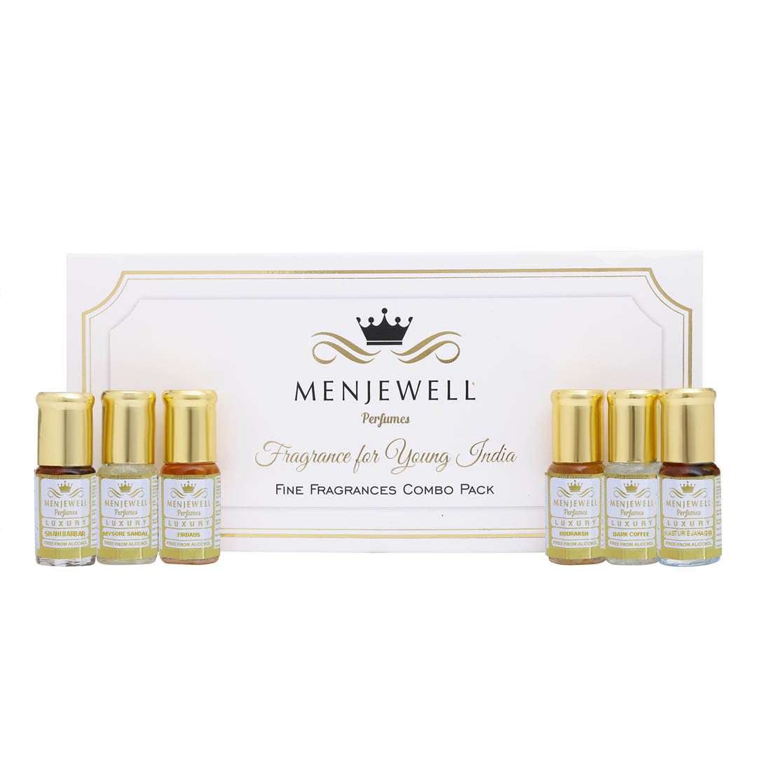 Premium 6-Pack Menjewell Attar Gift Set - Winter Unisex Perfume Oil Combo (Floral Fragrances) 18ml (6x3ml) - Perfect for Holidays, Weddings & Special Occasions