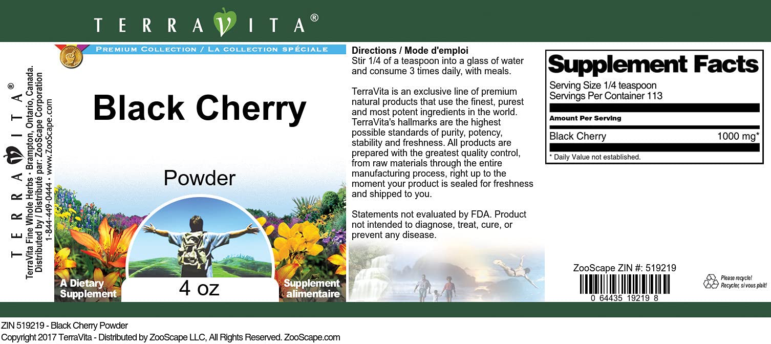 Organic Black Cherry Powder 4 oz (3 Pack) - Antioxidant Superfood for Smoothies, Baking & Healthy Recipes | ZIN: 519219