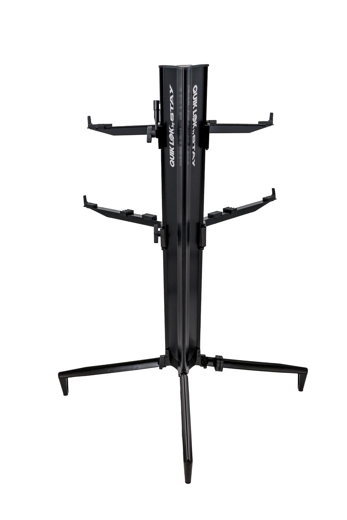 QUIK LOK 2-Tier Keyboard Stand (STAY-TOWER-02-BLK) - Heavy Duty Adjustable Music Stand for Piano, Synthesizer & Digital Keyboard - Perfect for Home Studios & Live Performances
