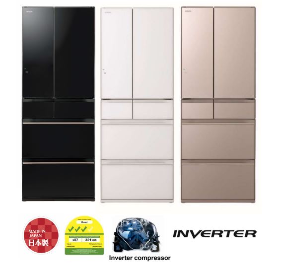 Hitachi R HW530NS XK/XW/XN 6-Door Bottom Freezer Refrigerator - 401L Large Capacity, Energy Efficient Stainless Steel Fridge for Home, Kitchen, Restaurant & Commercial Use
