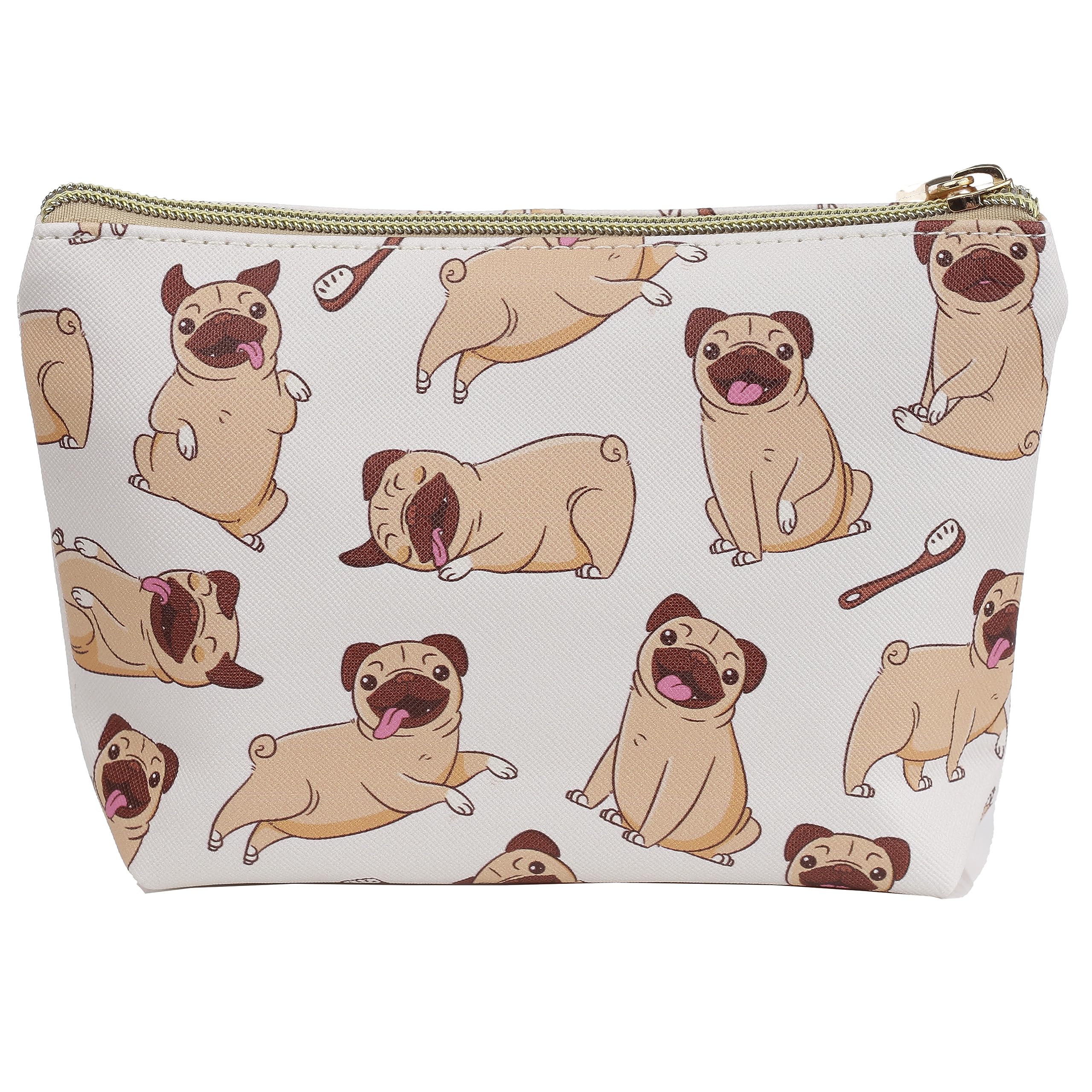 Puckator Mopps Pug Small PVC Travel Toiletry & Makeup Bag for Women, Men & Kids - Waterproof Cosmetic Organizer - Ideal for Travel, Gym, Camping & Daily Use