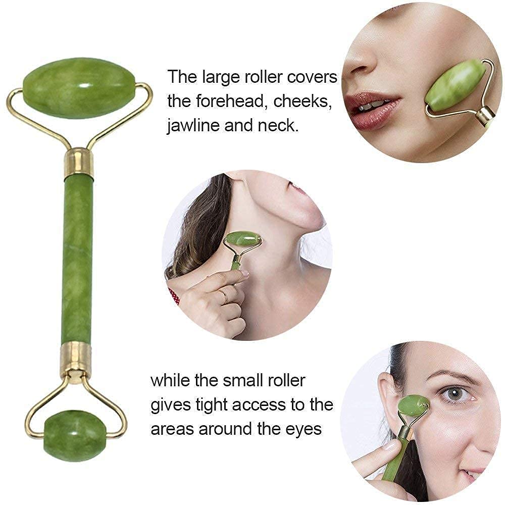 Jade Roller & Gua Sha Stone Set - 3-Piece Facial Massage Kit with Ice Roller, Gua Sha Tool & Jade Roller for Skin Care, Anti-Aging & Puffiness Relief | Perfect for Daily Skincare Routine, Spa Day & Self-Care Rituals