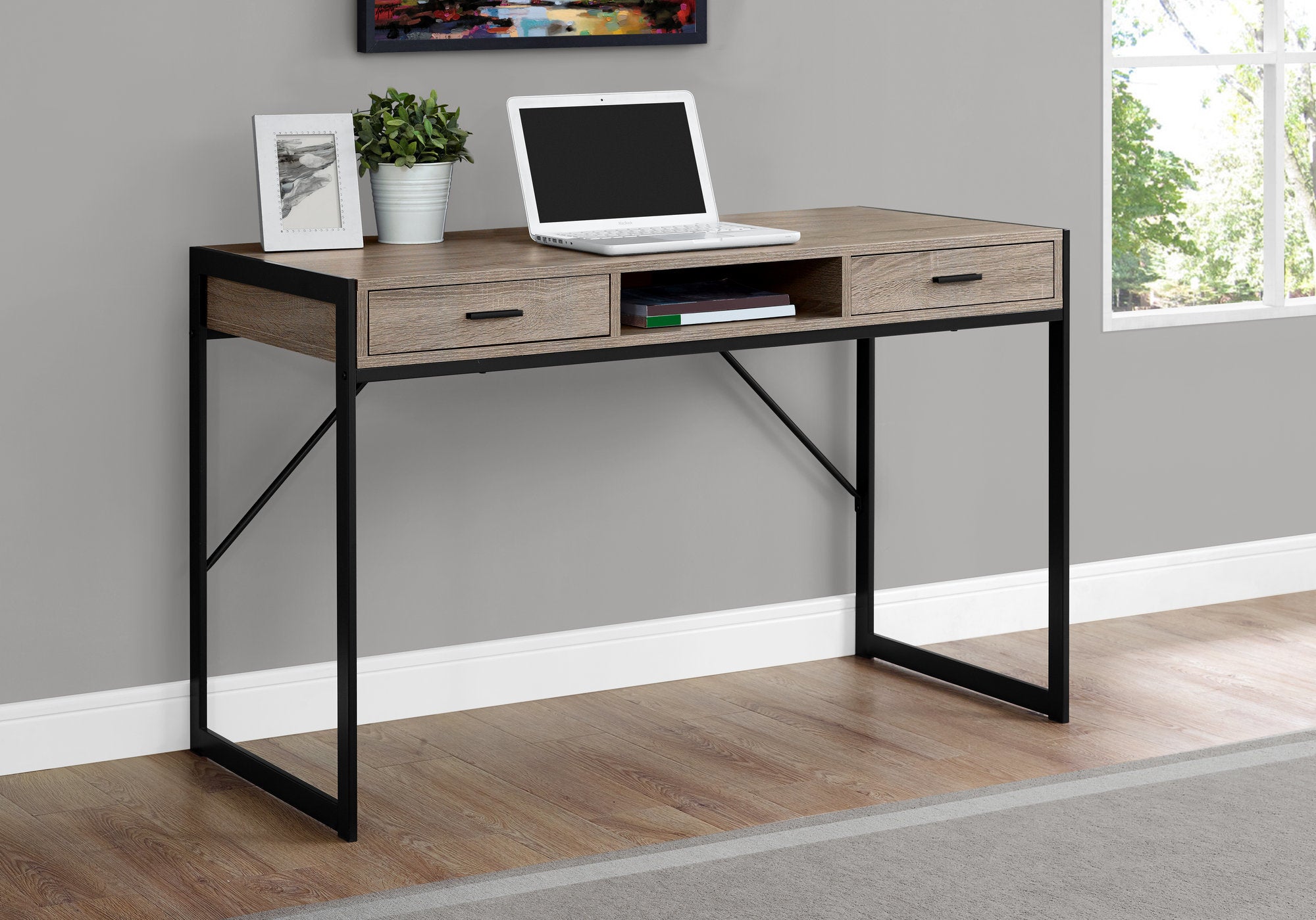 Office Series 48L Dark Taupe & Black Metal File Cabinet - Perfect for Home, Office & Workspace Organization