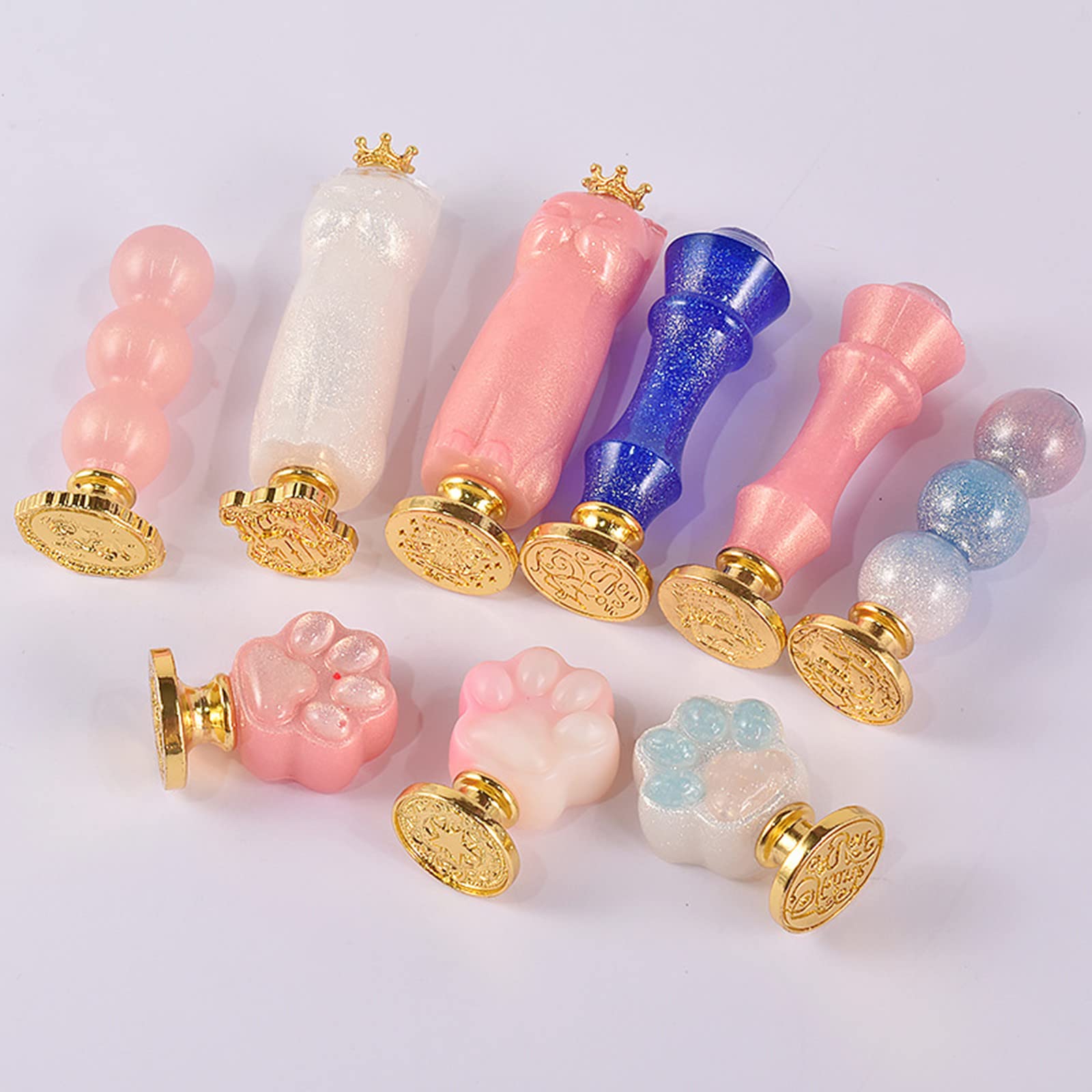 9pcs Wax Seal Handle Molds with 9pcs Wax Seal Stamps - Silicone Handle Molds for Epoxy Resin & Resin Casting - DIY Wax Seal Kit for Letters, Invitations, Wedding Decor and Crafts