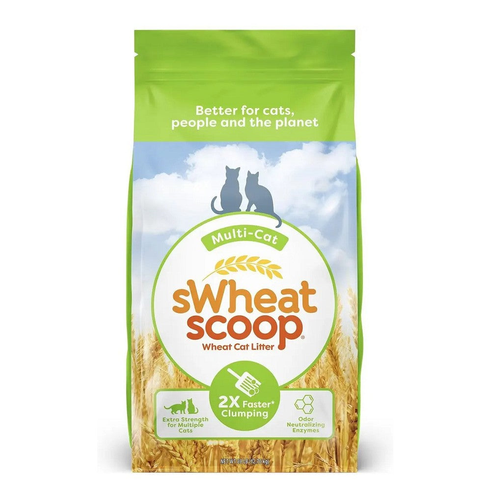 Eco-Friendly Multi-Cat sWheat Scoop Litter - Natural Wheat-Based Cat Litter for Multiple Cats - Odor Control & Low Dust - Perfect for Homes with Multiple Cats & Small Spaces