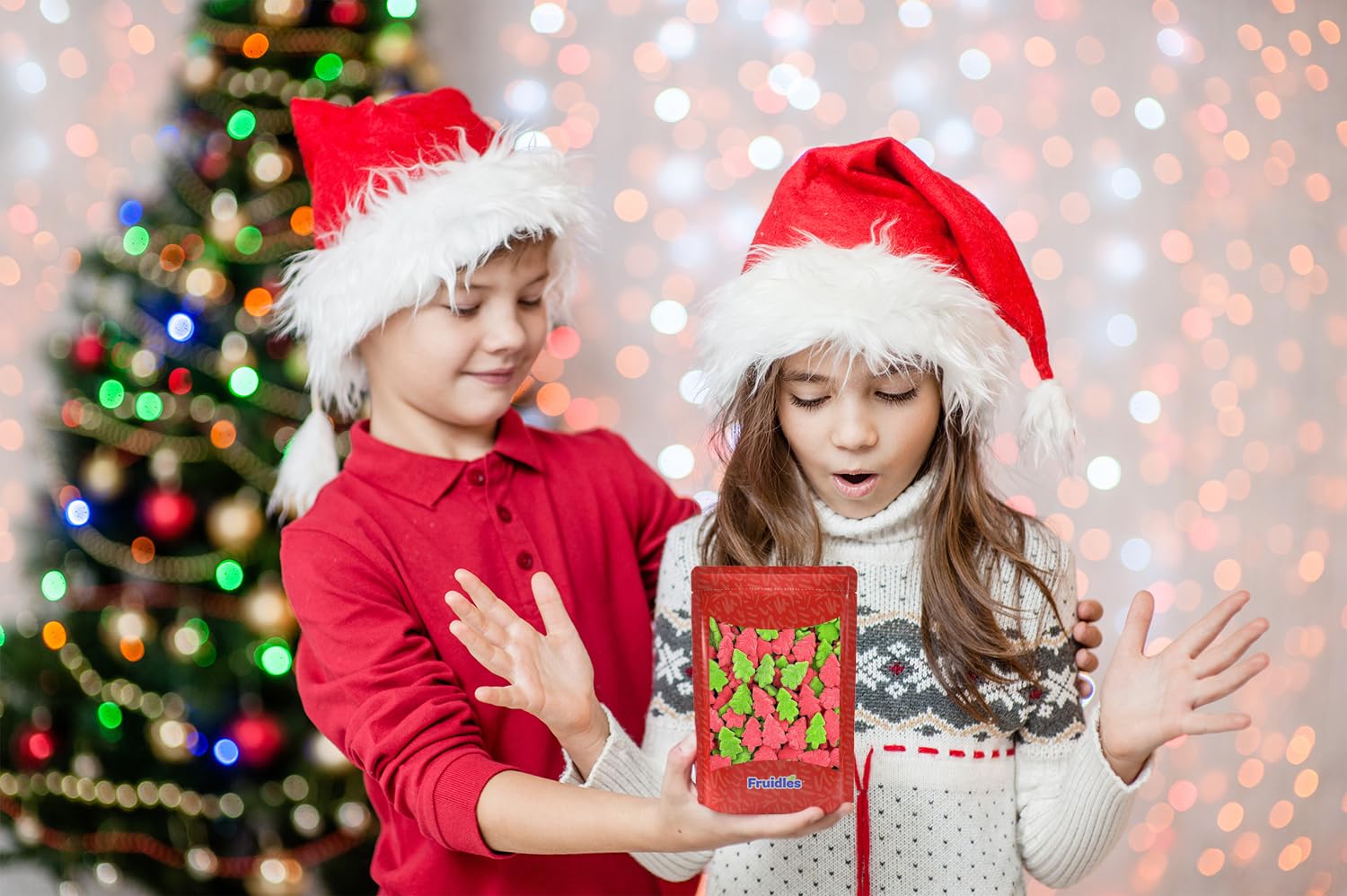 Fruidles Christmas Tree Gummy Candy - 2lb Bulk Holiday Gummies for Festive Snacking, Stocking Stuffers & Christmas Party Treats | Soft & Chewy Fruit Flavored Candy