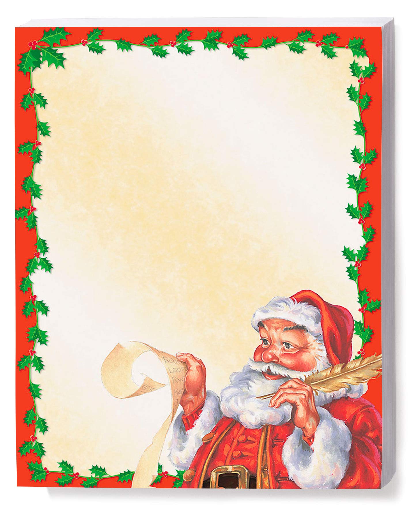 Santa's List Christmas Holiday Themed Stationery - 25 Sheets of 8.5 x 11 Elegant Premium Border Paper & Letterhead for Festive Writing, Cards & Home Decor | Perfect for Holiday Letters, Gift Tags & Seasonal Crafting