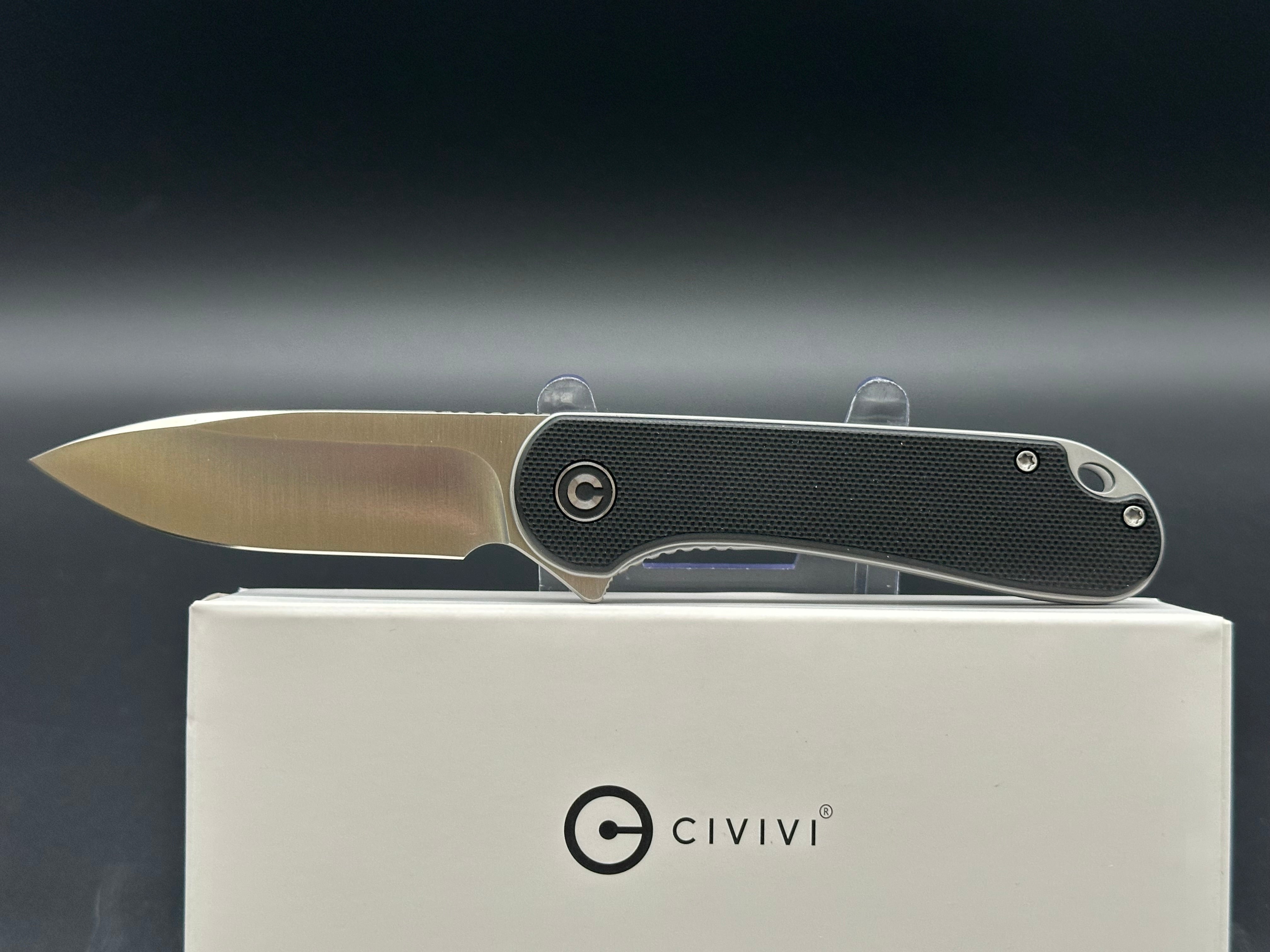 CIVIVI Elementum Liner Lock Folding Knife - Black G10 Handle, Plain Edge D2 Blade - EDC, Camping, Outdoor Survival & Everyday Carry