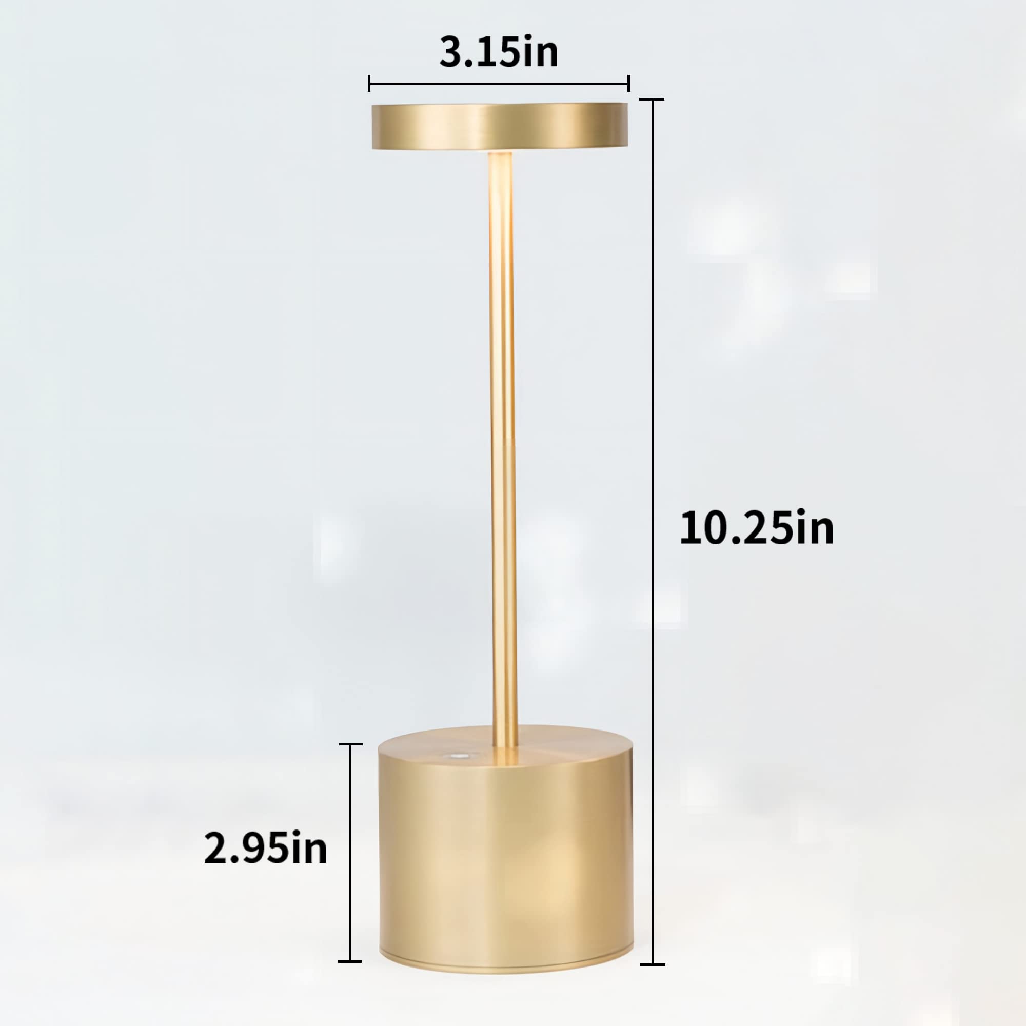2 Pack Cordless LED Table Lamp - Rechargeable Battery, 3 Lighting Modes & Dimmable, Portable Desk Lamp for Home, Office, Restaurant, Terrace (Gold) | Perfect for Reading, Working & Ambient Lighting
