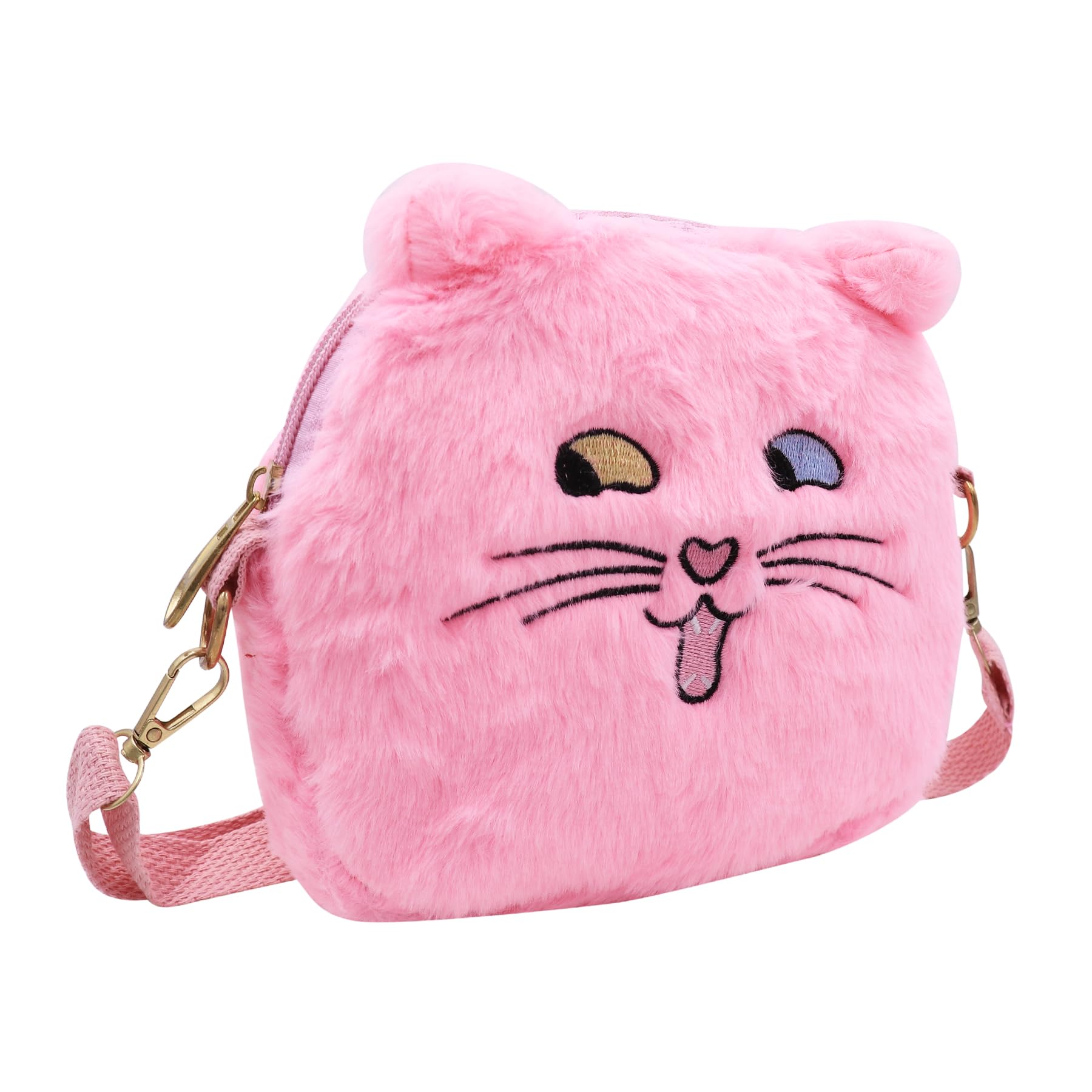 Adorable Pink Fluffy Cat Crossbody Bag for Women - Kawaii Plush Shoulder Purse, Small Animal Messenger Satchel - Perfect for Casual Outings, Cosplay & Gifts