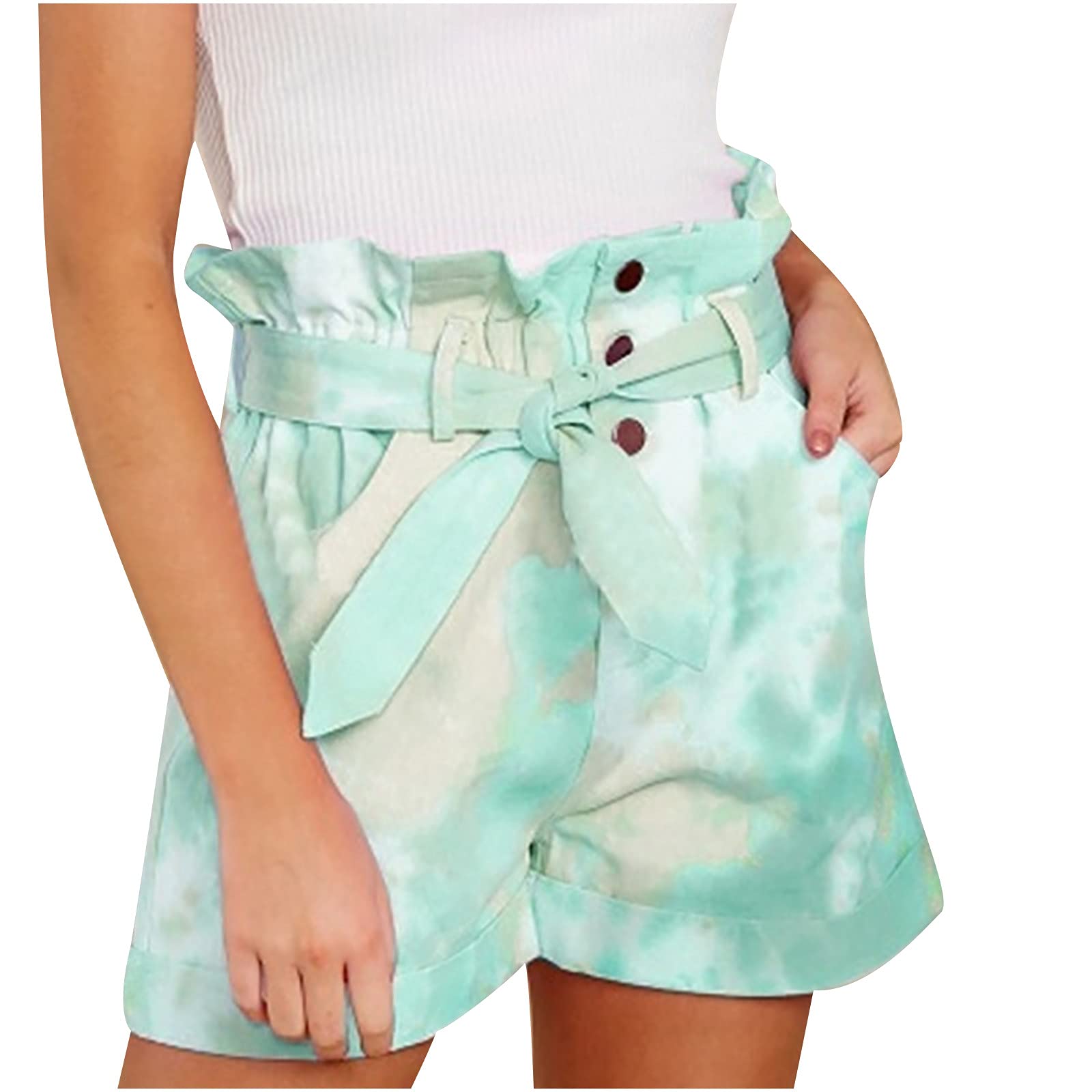 Women's Bike Shorts with Pockets - Slip Shorts for Under Dresses, Button & Lace Tie Design, Comfortable Stretch Fabric - Perfect for Cycling, Yoga, and Everyday Wear