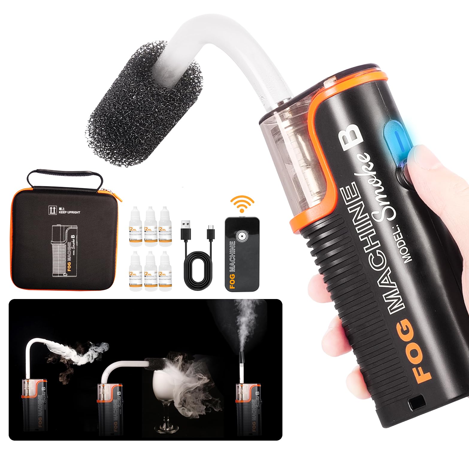 LENSGO Portable Fog Machine - Indoor/Outdoor Remote Control Smoke Machine for Photography, Halloween Parties, Mother's Day & Father's Day Celebrations - Perfect for Events, Concerts, and Stage Performances