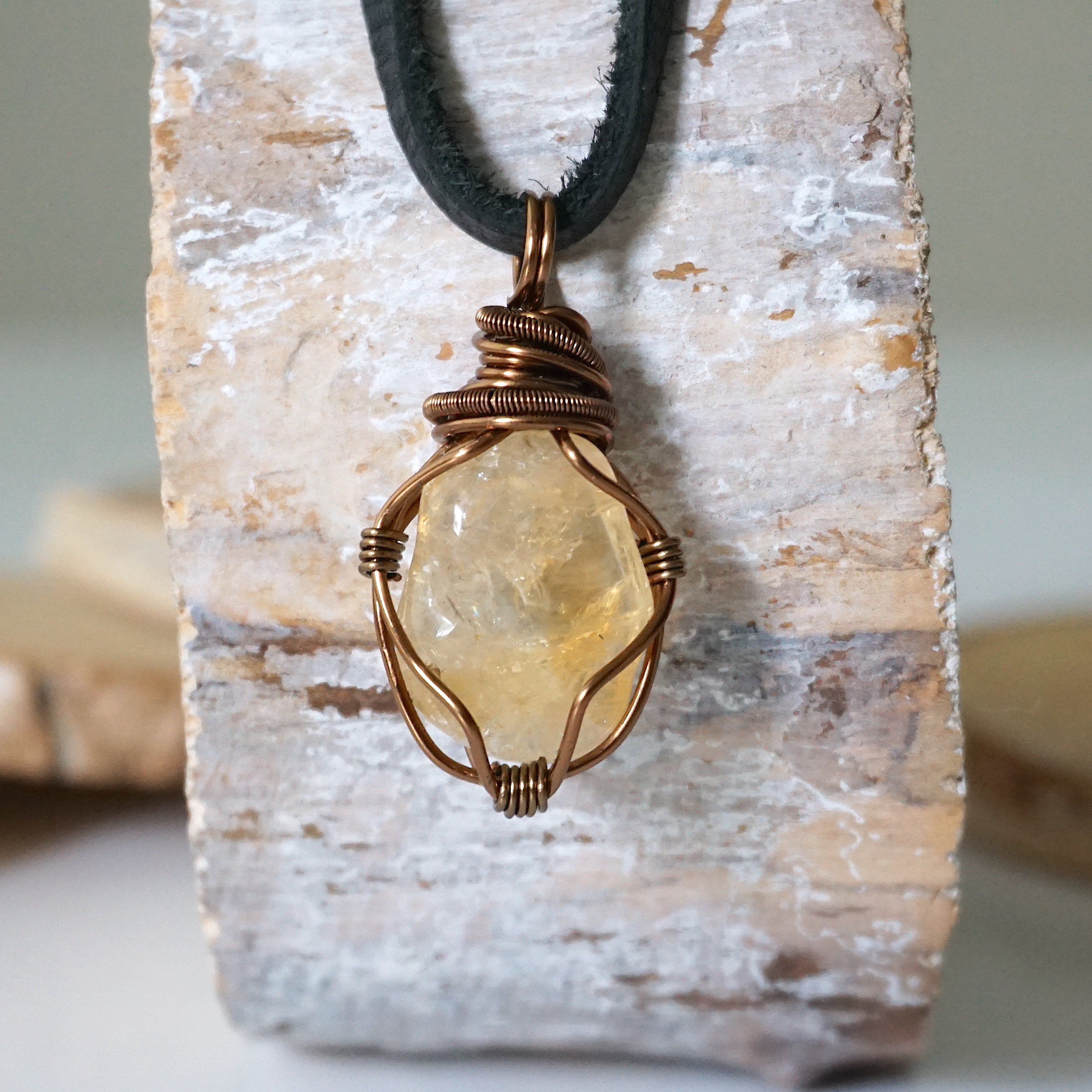 Men's Citrine Pendant Necklace in Antique Bronze - Elegant Gemstone Jewelry for Gifts, Weddings & Special Occasions