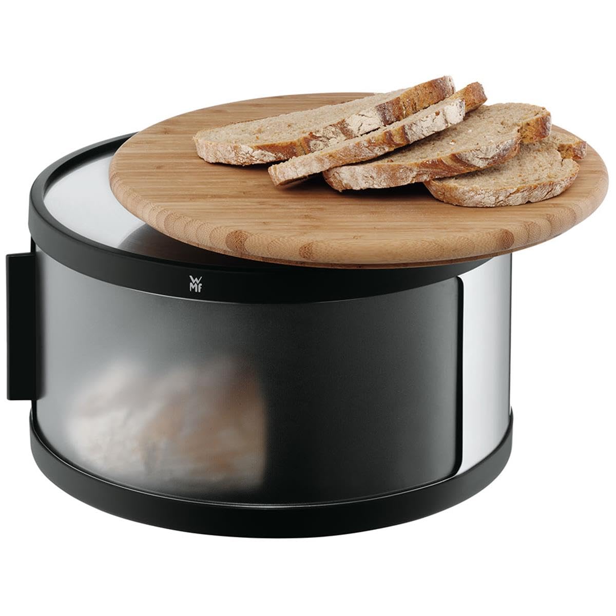 WMF 634456030 Stainless Steel Bread Bin with Bamboo Chopping Board - Keep Bread Fresh & Organized for Kitchen, Dining, and Baking Needs