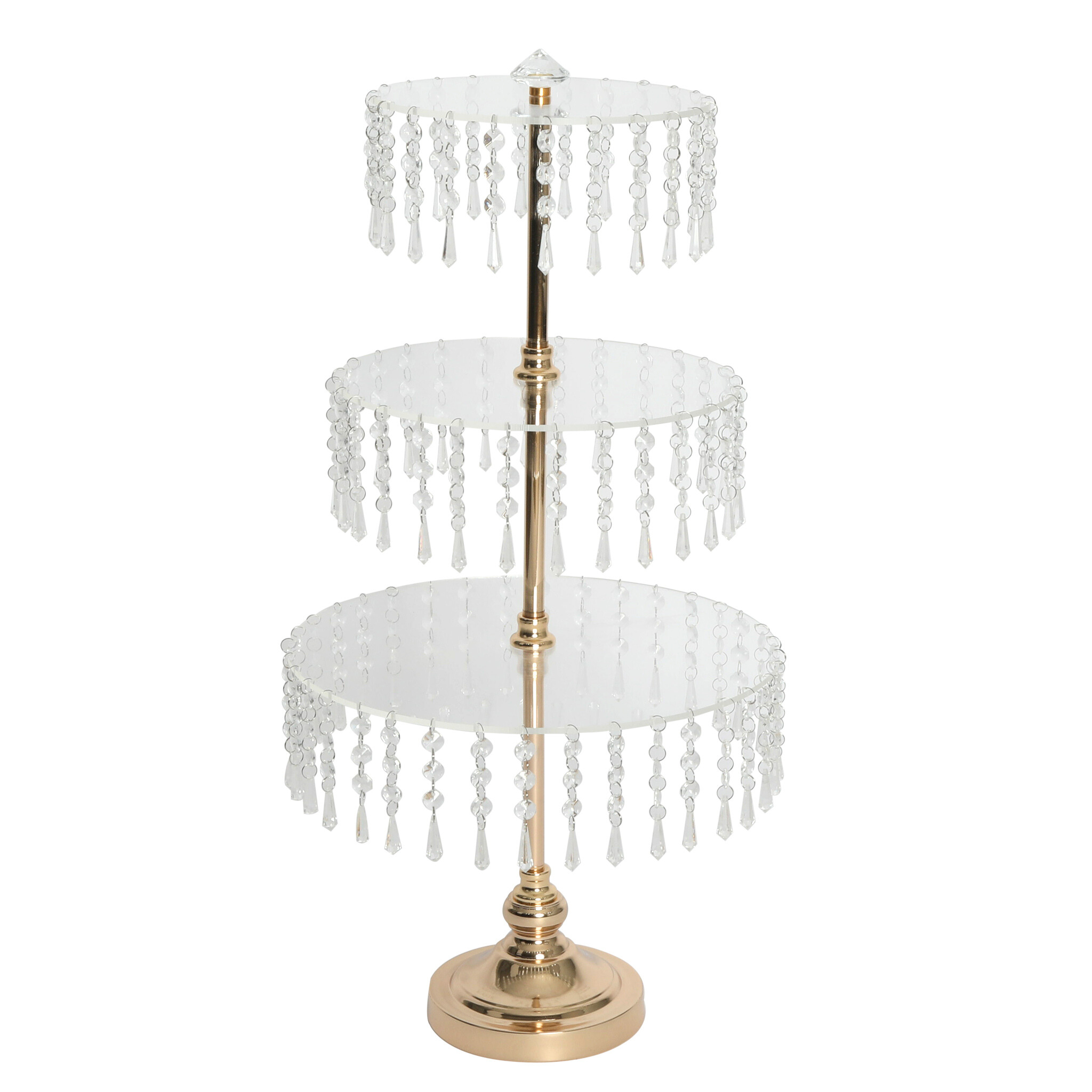 3-Tier Round Crystal Drop Cupcake Stand - Elegant Dessert Display for Weddings, Birthdays & Parties | Perfect for Cupcakes, Macarons & Mini Desserts