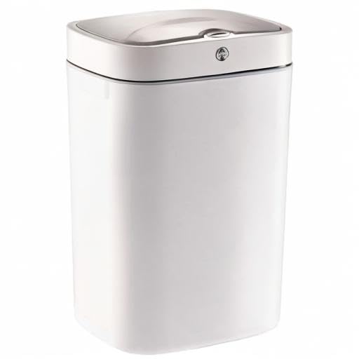 Automatic Sensor Trash Can - 4.7 Gallon Touchless Metal Garbage Bin with Pearl White Finish for Office, Bathroom & Kitchen - Hands-Free Waste Disposal Solution