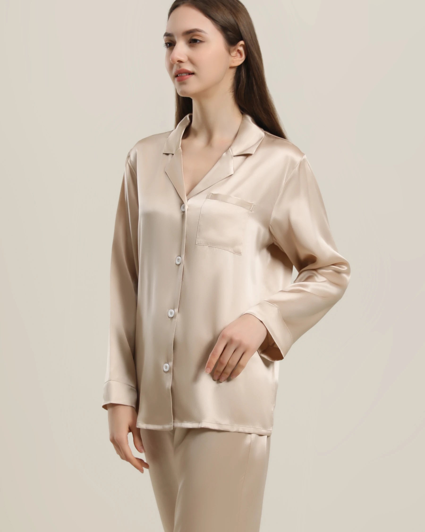 Luxury Women's Silk Pajama Set - Soft 100% Mulberry Silk Two-Piece Sleepwear for Women, Perfect for Relaxing at Home, Spa Days & Romantic Getaways