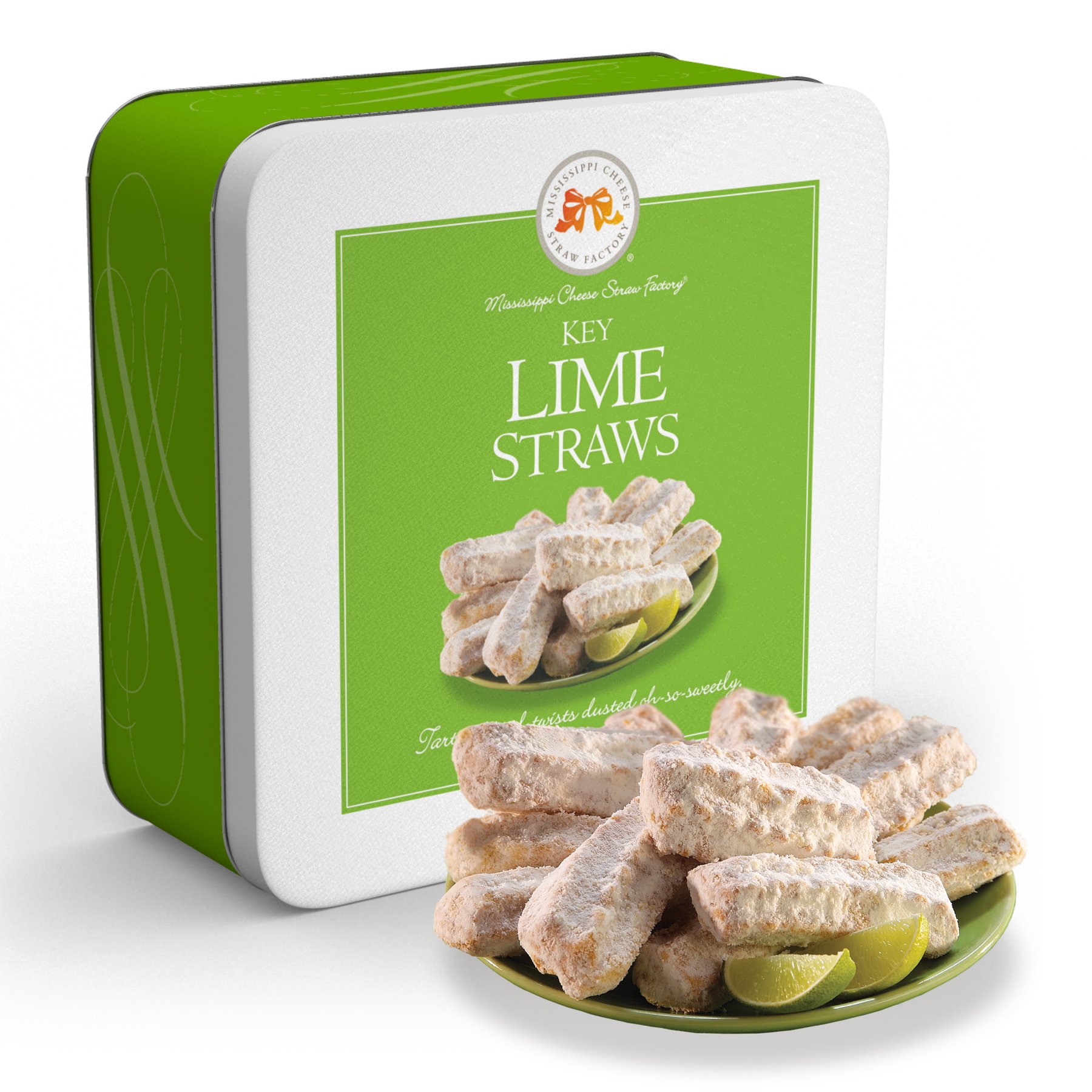 Mississippi Cheese Straw Factory Key Lime Cookie Straws - 10oz Tin | Gourmet Southern Snacks for Parties, Gifts & Tea Time