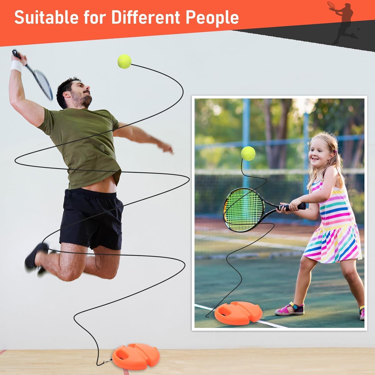 Solo Tennis Trainer Rebound Ball with String - Portable Tennis Practice Equipment for Self-Training | Includes 3 Tennis Balls & Elastic Cord | Perfect for Beginners & Adults | Indoor & Outdoor Use