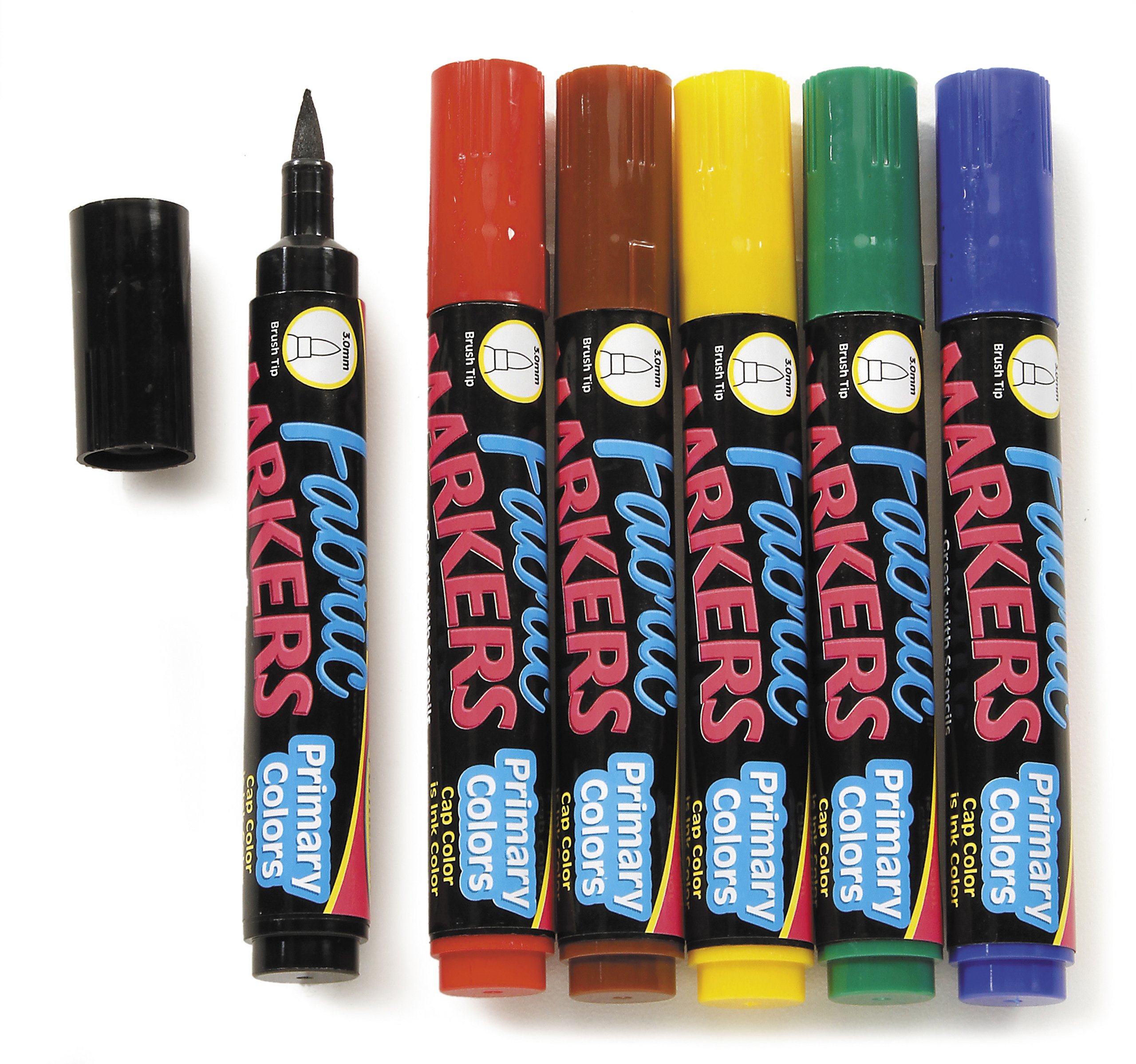 Darice FAB102 Permanent Fabric Markers Set of 6 - Washable Primary Colors Fabric Pens with Zipper Pouch for DIY Crafts, Clothing Customization & Kids Art Projects