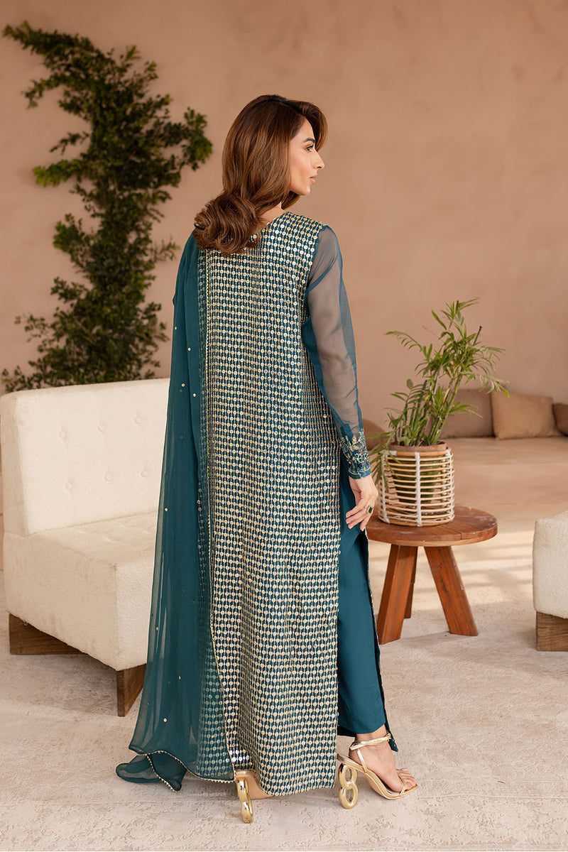 Elegant Chiffon & Raw Silk Sea Green Stitched Suit | Vanya | Perfect for Weddings, Parties & Special Occasions