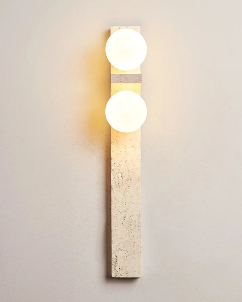 Lumina Twin Globe Marble Wall Sconce - Modern Marble & Glass Wall Light Fixture for Bedroom, Living Room, Hallway - Elegant Home Decor Lighting