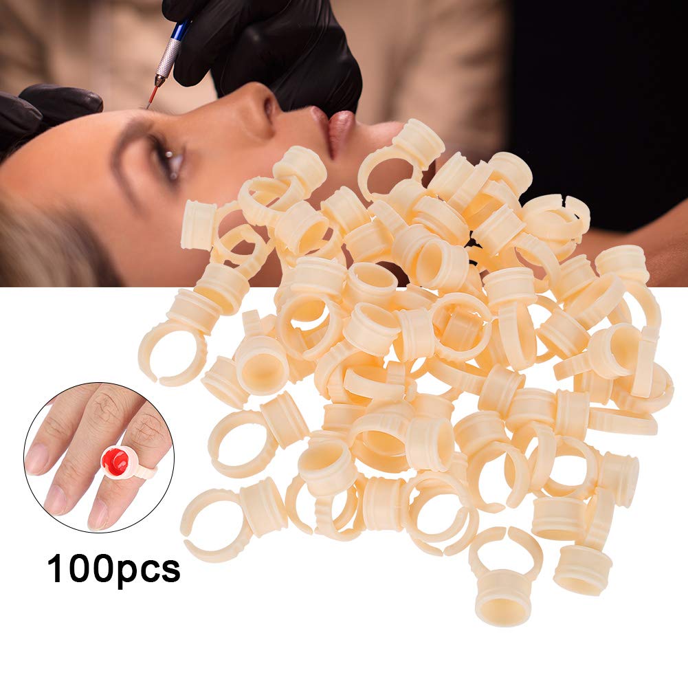 100-Piece Disposable Silicone Ring Glue Holders & Ink Cups - Pigment Containers for Eyelash Extensions, Makeup Tools, Eyebrow Tinting - Perfect for Salon Professionals & DIY Beauty Enthusiasts