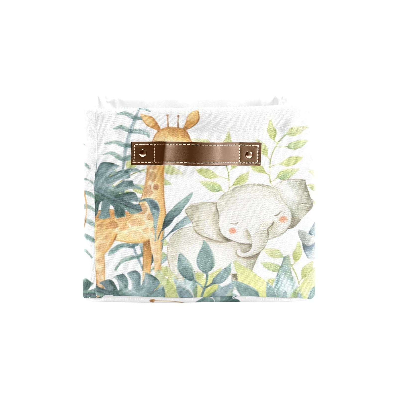 Personalized Large Storage Box with Palm Leaves & Safari Animals Design - 2 Pack Decorative Storage Bins for Toys, Bathroom, Nursery, Home & Kitchen Organization - Perfect for Closet, Shelves and Kids Room Storage Solutions