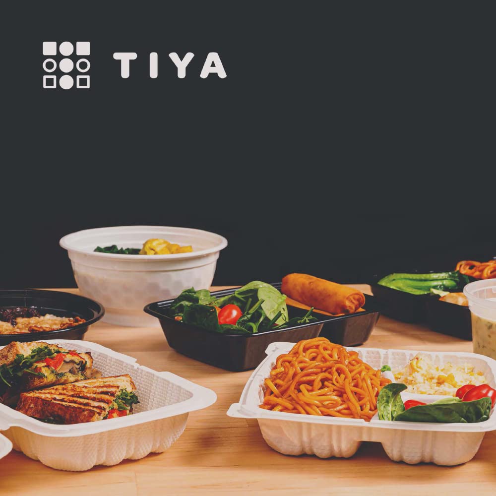 TIYA 32 oz Bulk 150 Pack Takeout Food Containers with Lids - Reusable Rectangular Plastic To-Go Containers - Microwave & Dishwasher Safe, BPA-Free, Leak-Proof - Perfect for Meal Prep, Restaurants, Catering & Leftovers Storage