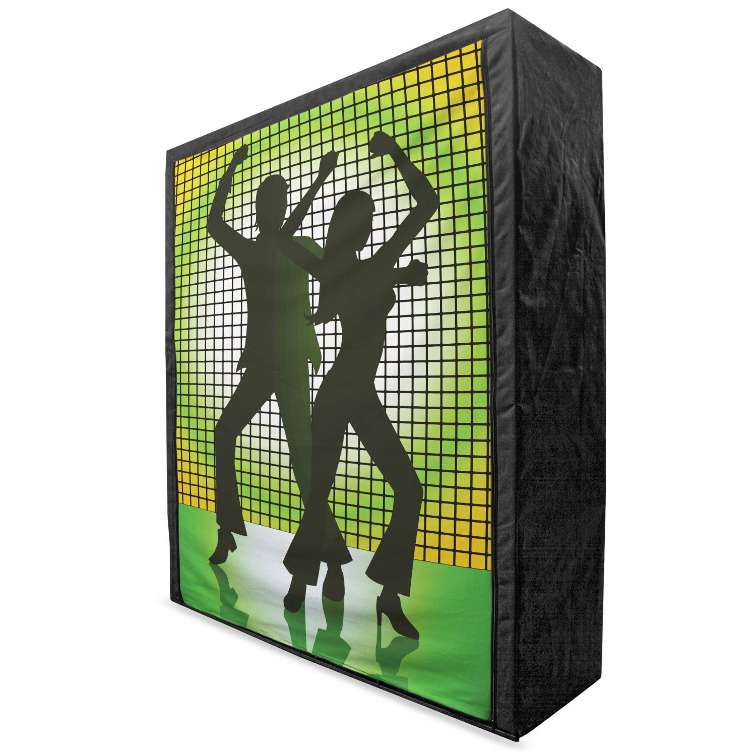 Ambesonne 70s Disco Party Portable Fabric Wardrobe - Retro Dancing Couple Silhouette Design - 59