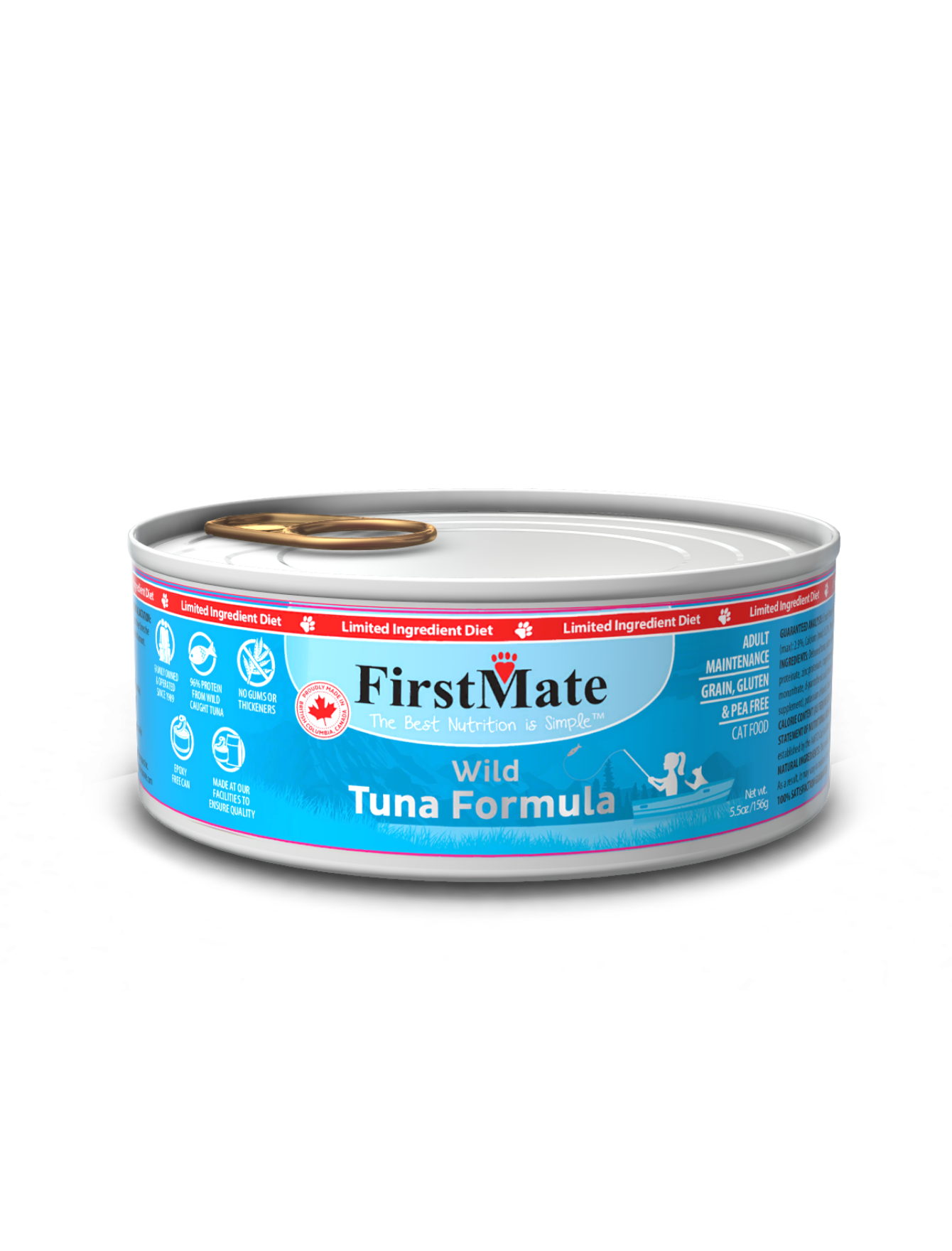 FirstMate Wild Tuna Grain-Free & Gluten-Free Wet Cat Food - High Protein Canned Cat Food for Adult & Senior Cats (5.5oz & 12.5oz) - Perfect for Sensitive Stomachs & Healthy Digestion