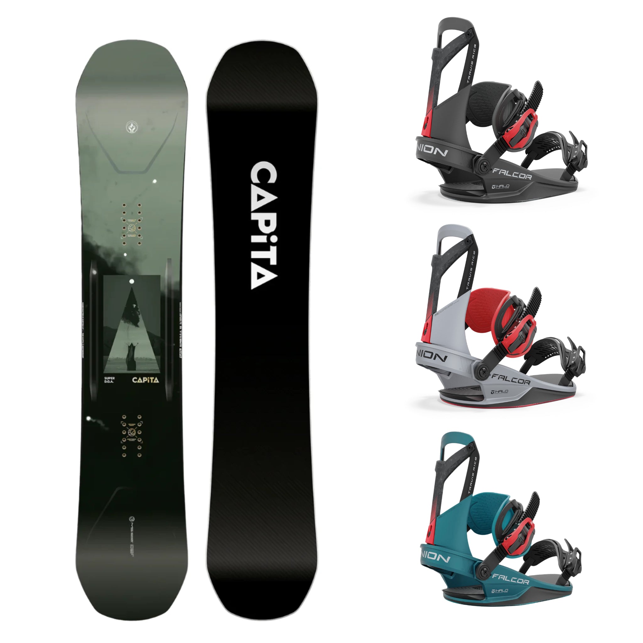 CAPiTA Super D.O.A Snowboard with Union Falcor Bindings 2025 - All-Mountain Freestyle Snowboard for Men & Women - Perfect for Park, Powder & Backcountry Riding