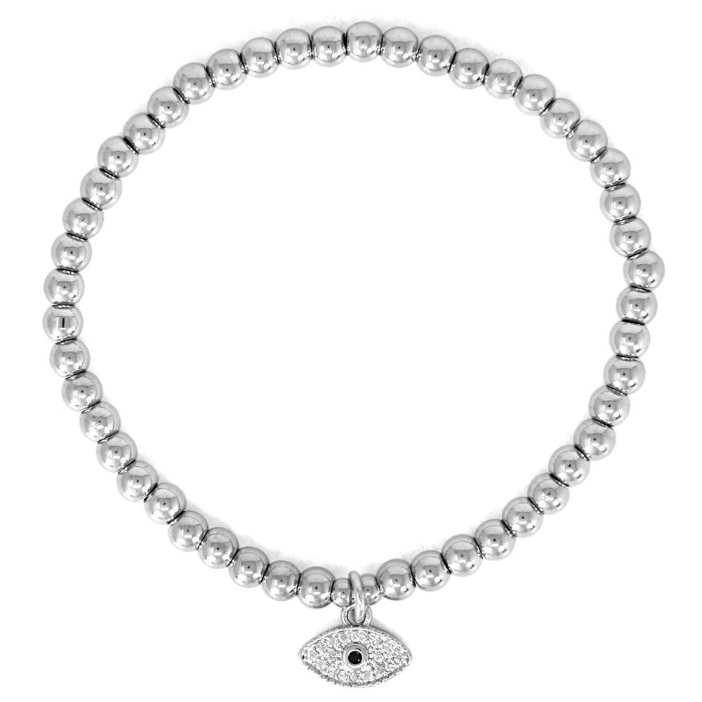 Fashion Stainless Steel Rhinestone Beaded Stretch Bracelet for Women & Teens - Gold & Silver Charm Elastic Bangle for Casual Wear, Parties & Gifts