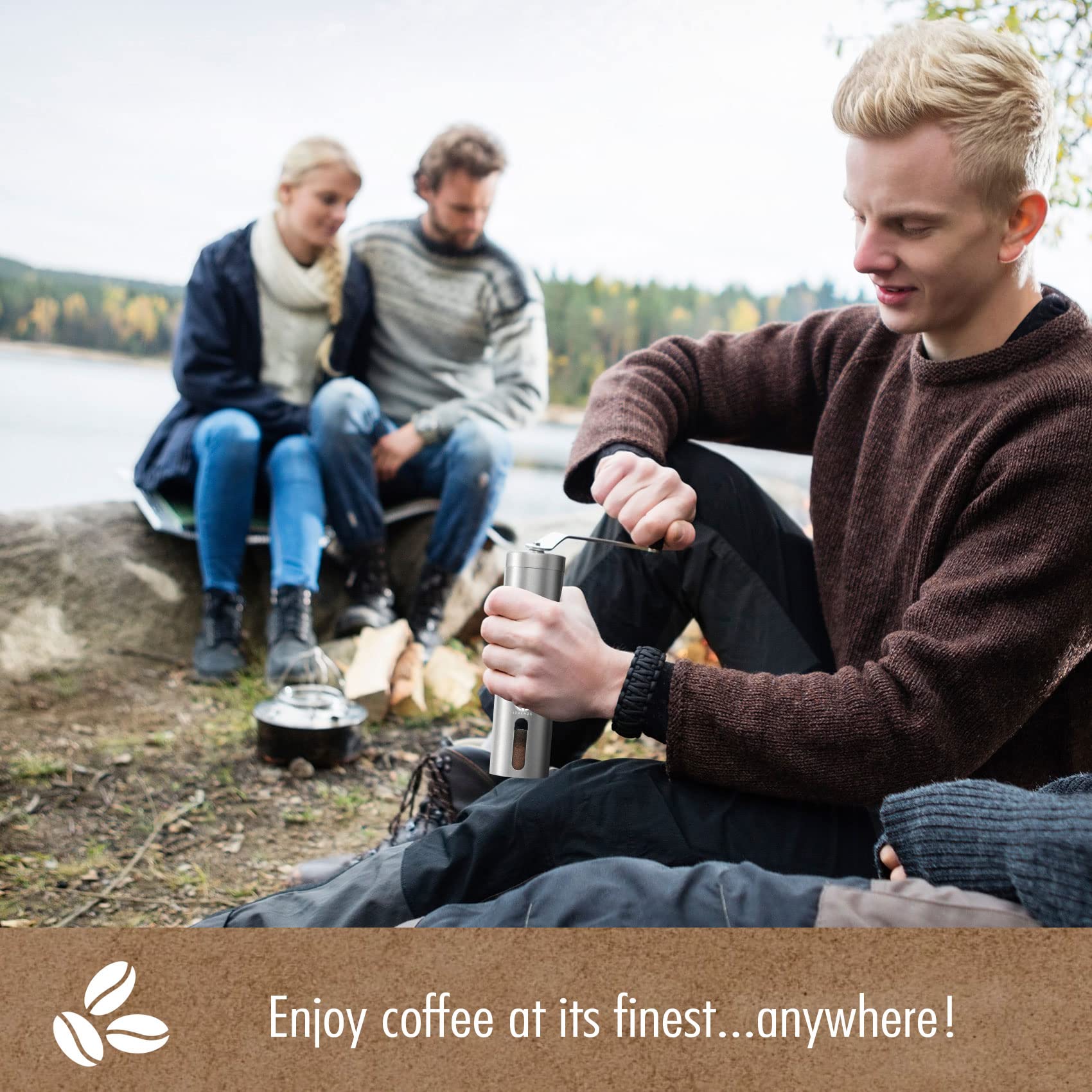 iTrends Stainless Steel Manual Coffee Grinder - Adjustable Burr Mill for Espresso, French Press & Cold Brew | Portable Hand Crank Coffee Bean Grinder with Ceramic Conical Burrs | Perfect Gift for Coffee Lovers | Home, Office & Camping Use