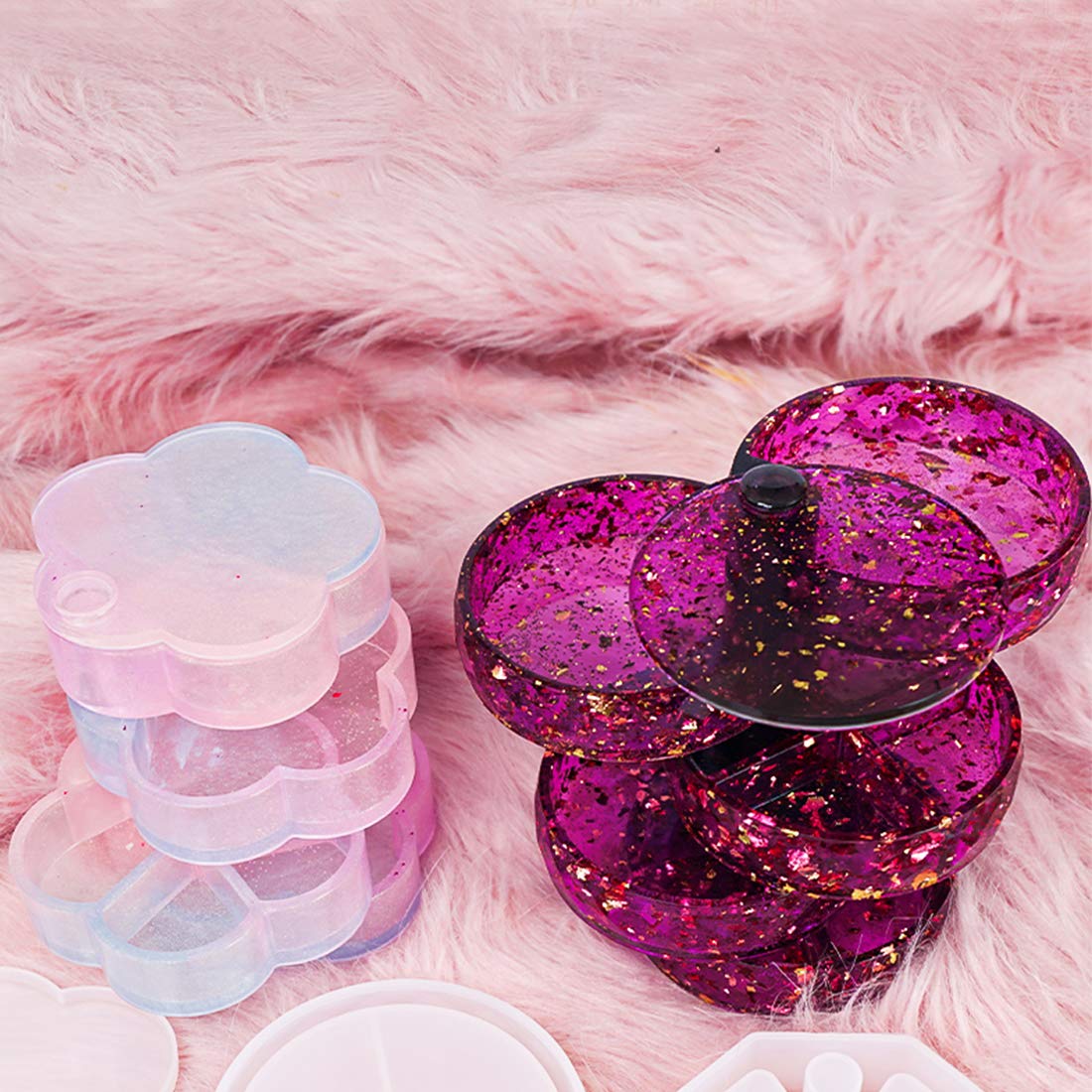 FineInno Rotating Resin Box Molds - Round Multi-Tiered Silicone Jewelry Box Molds for DIY Resin Casting, Jewelry Organizer & Storage - Perfect for Handmade Jewelry, Gift Boxes & Home Decor