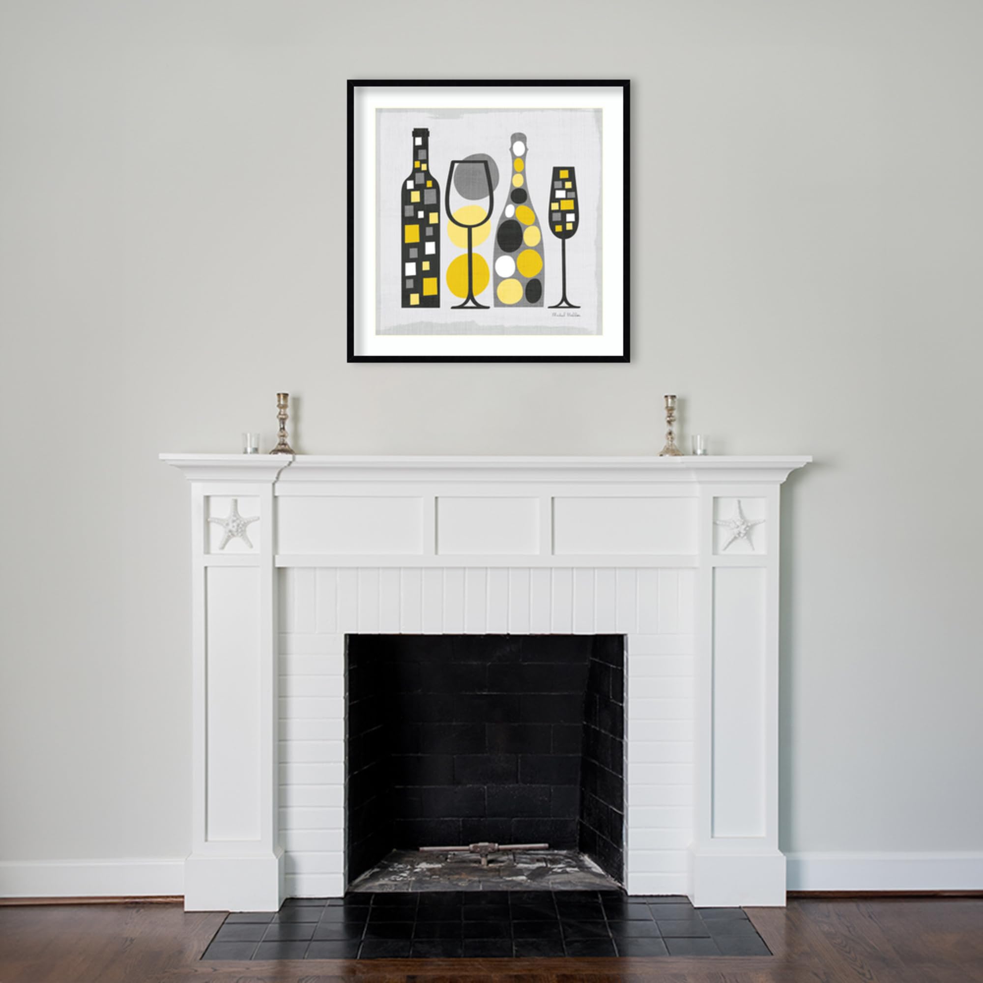 Amanti Art 33x33 Inch Framed Abstract Wall Art Print - Modern Square Kitchen Decor in Yellow by Michael Mullan | Contemporary Painting for Living Room, Bedroom & Office | Perfect for Home, Restaurant or Hotel Decoration