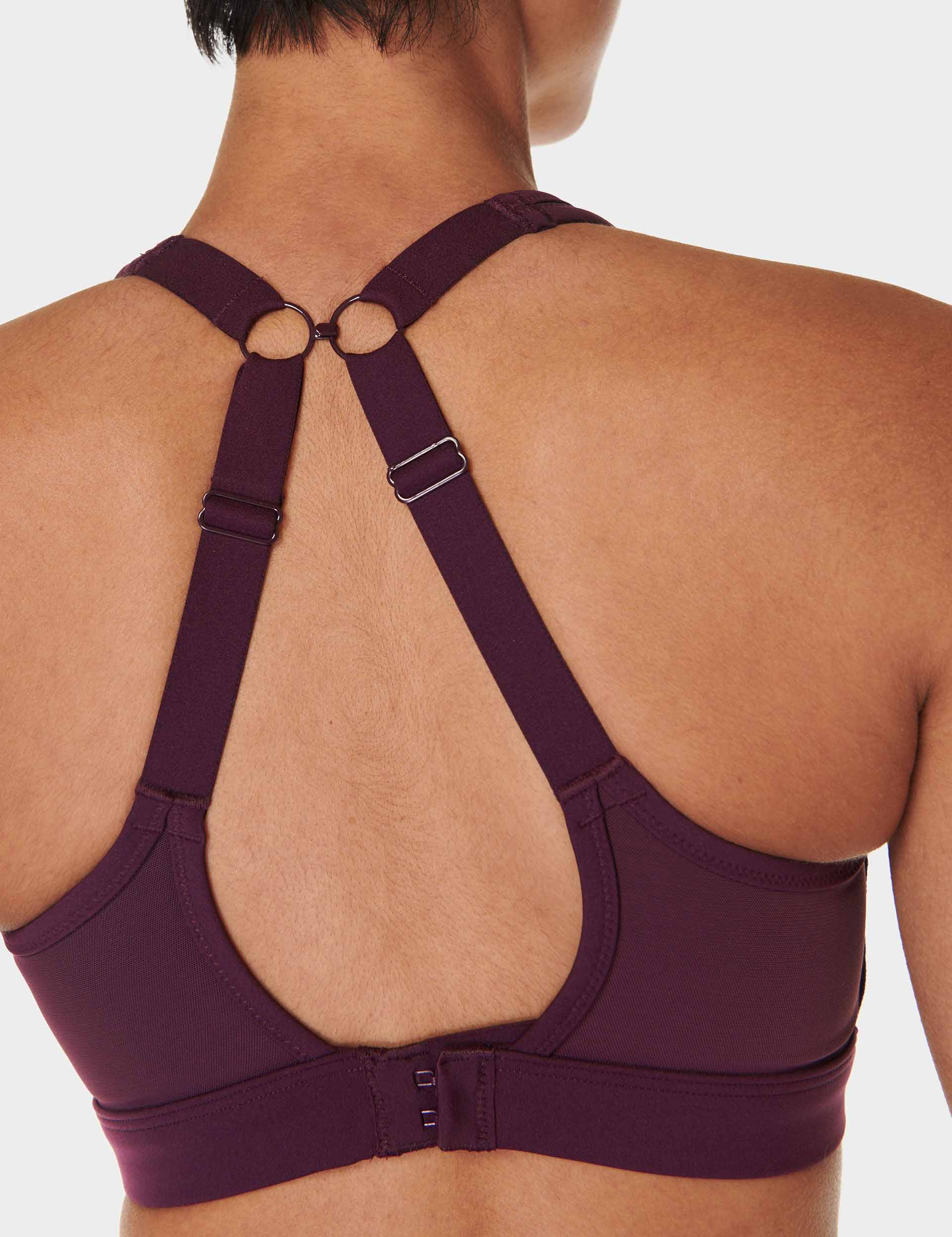 Power Icon Running Bra for Women - High Support Sports Bra, Midnight Cherry Purple - Perfect for Running, Yoga, Gym & High-Intensity Workouts