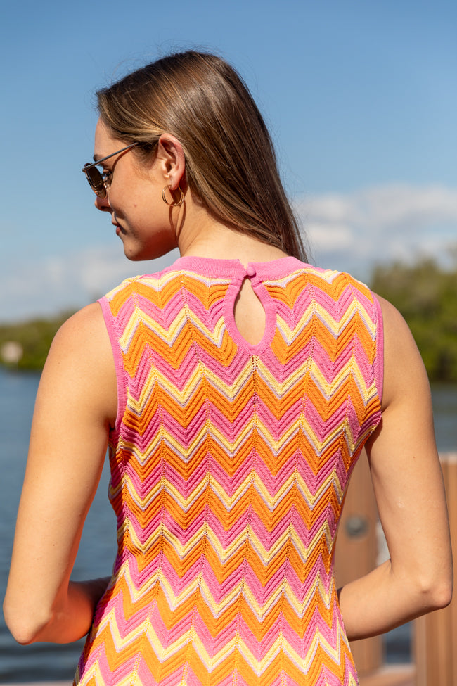 Stylish Multi Chevron Knit Dress for Women - Perfect for Beach Vacations, Summer Outings & Casual Wear